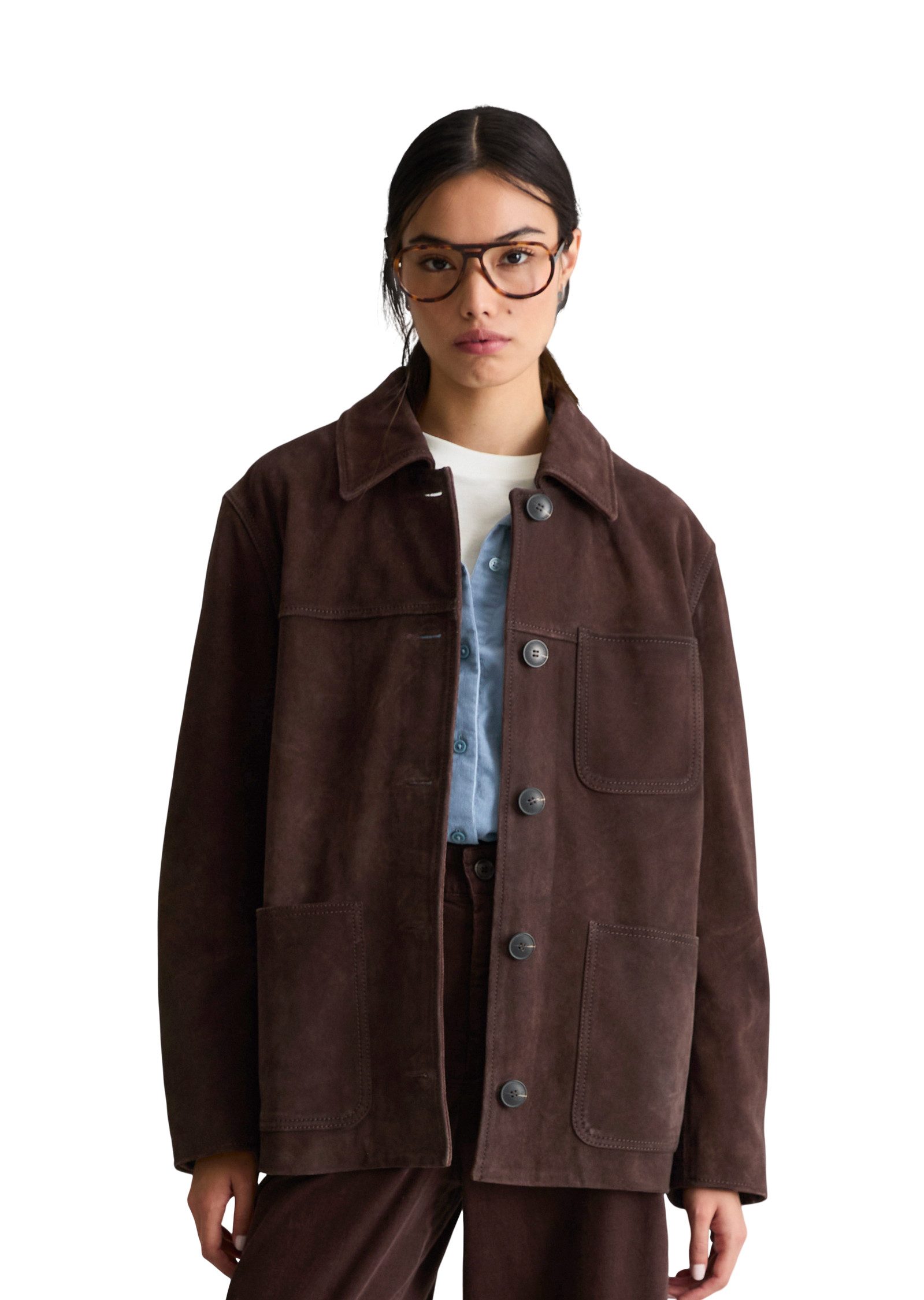 Marc O'Polo DENIM Lederjacke aus hochwertigem Rinderspaltleder
