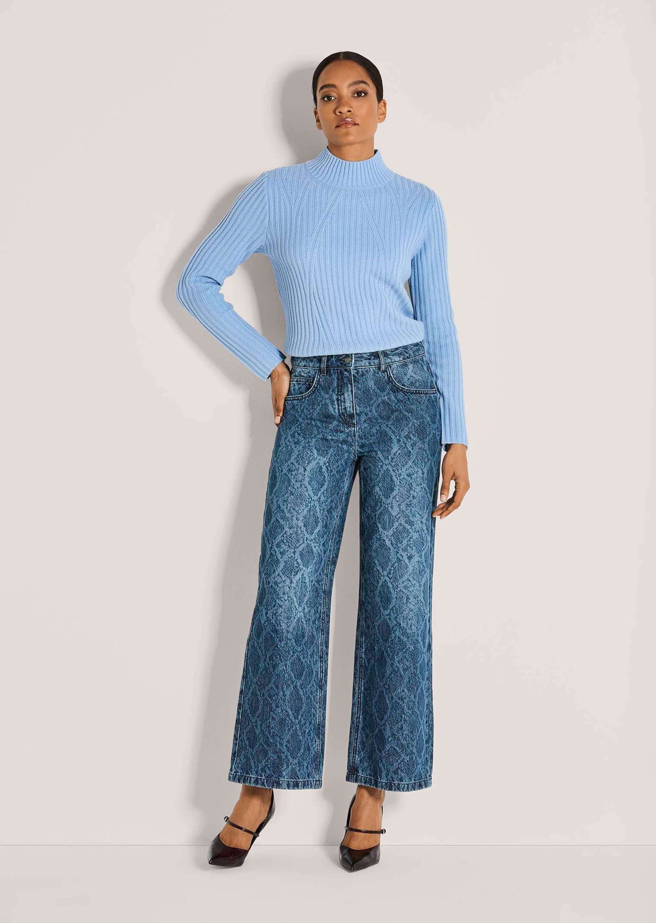 MADELEINE Gerade Jeans Culotte-Jeans mit Ornament-Print Weit geschnittene D günstig online kaufen