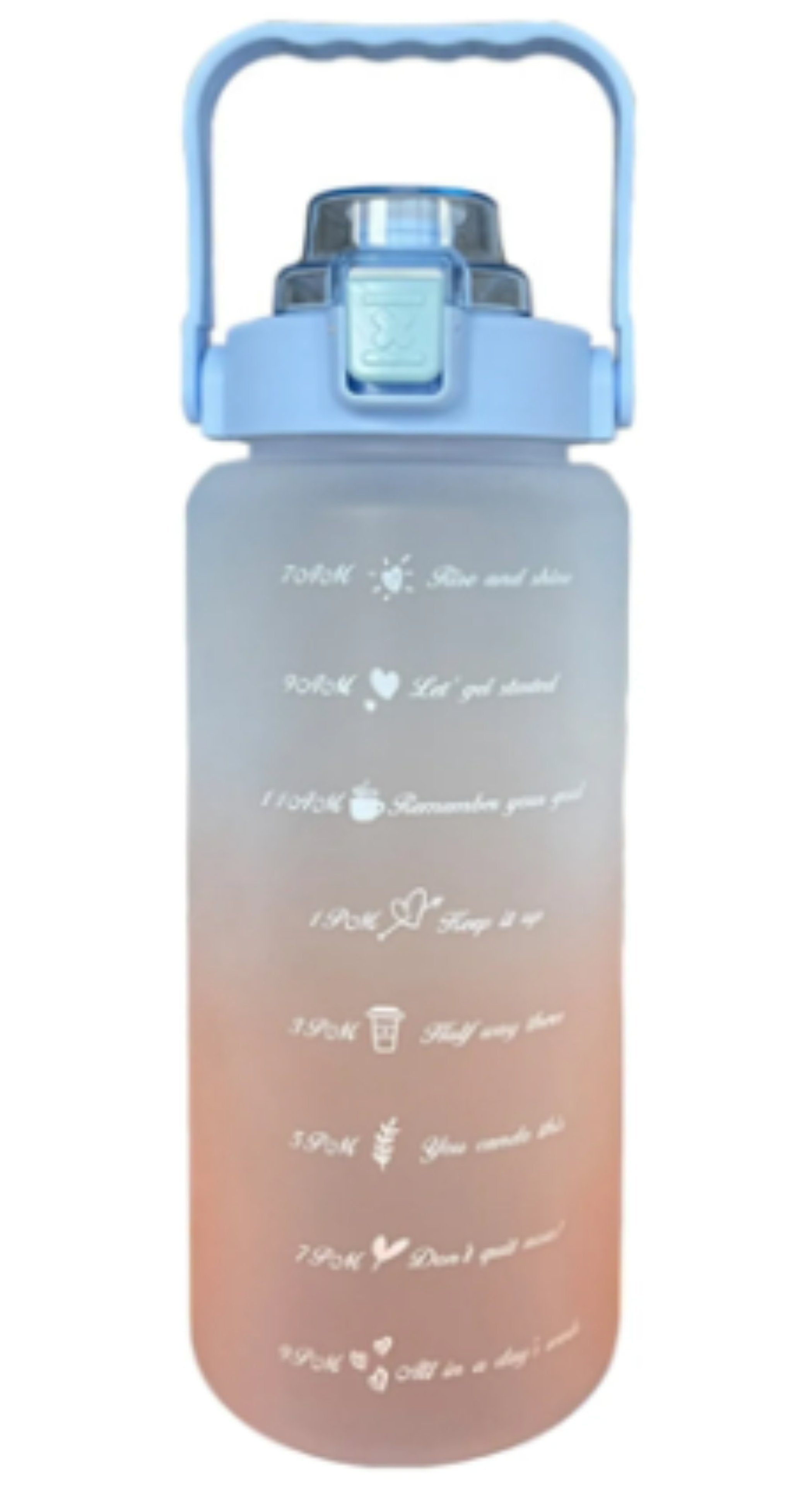 Trinkflasche 2 Liter, Trinkmotivation mit Strohhalm, 2 Adapter, schöner Farbverlauf