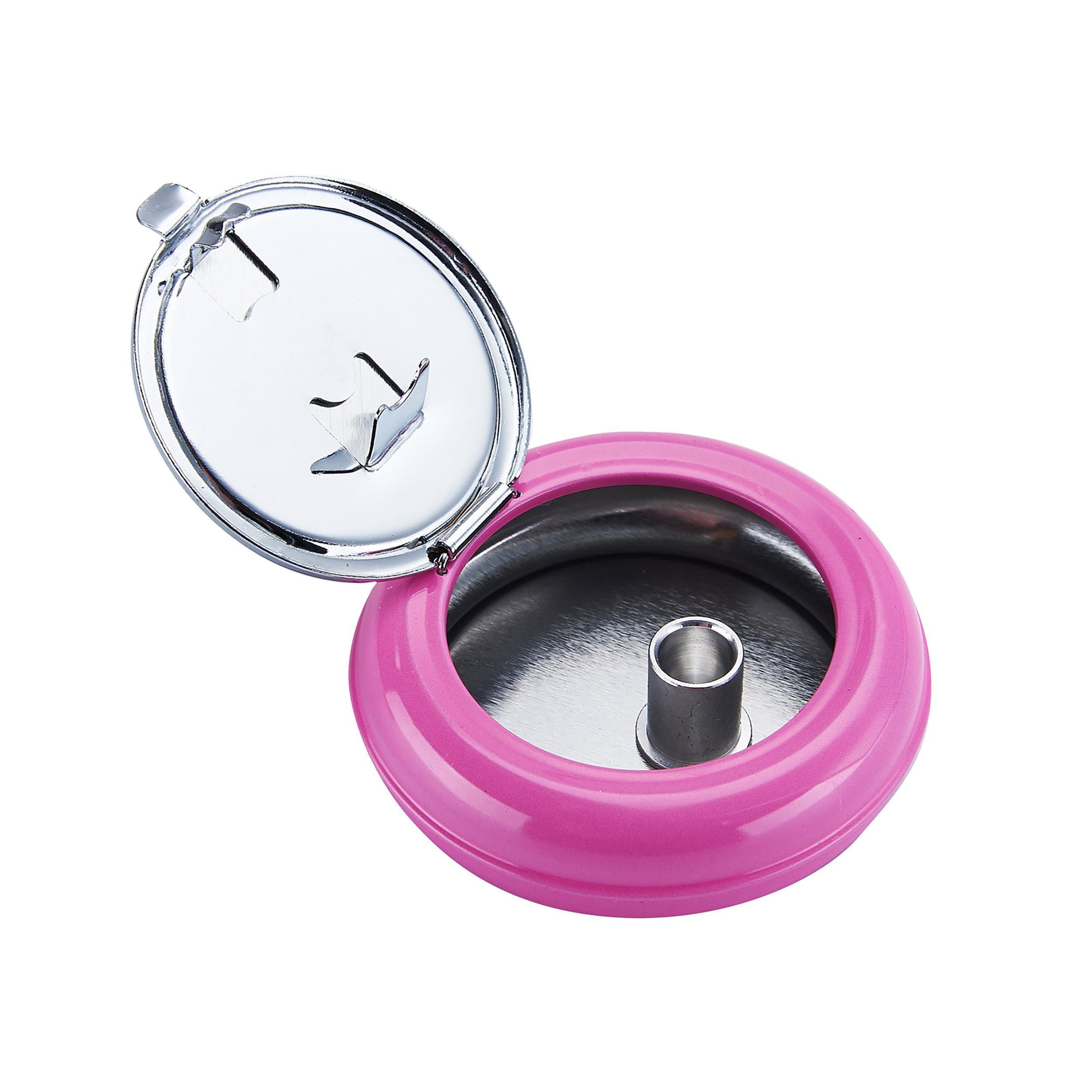CHAMP Aschenbecher Taschen ASCHENBECHER Ø6,5cm mit Glutkiller Deckel Metall 22 (Pink), rund Reiseaschenbecher Mini Taschenaschenbecher Reise Outdoor