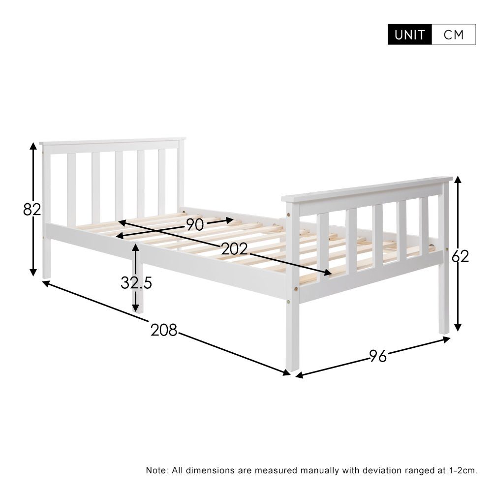 Merax single bed with slatted base, youth bed with headboard, solid wood bed frame, wooden bed 90x200cm