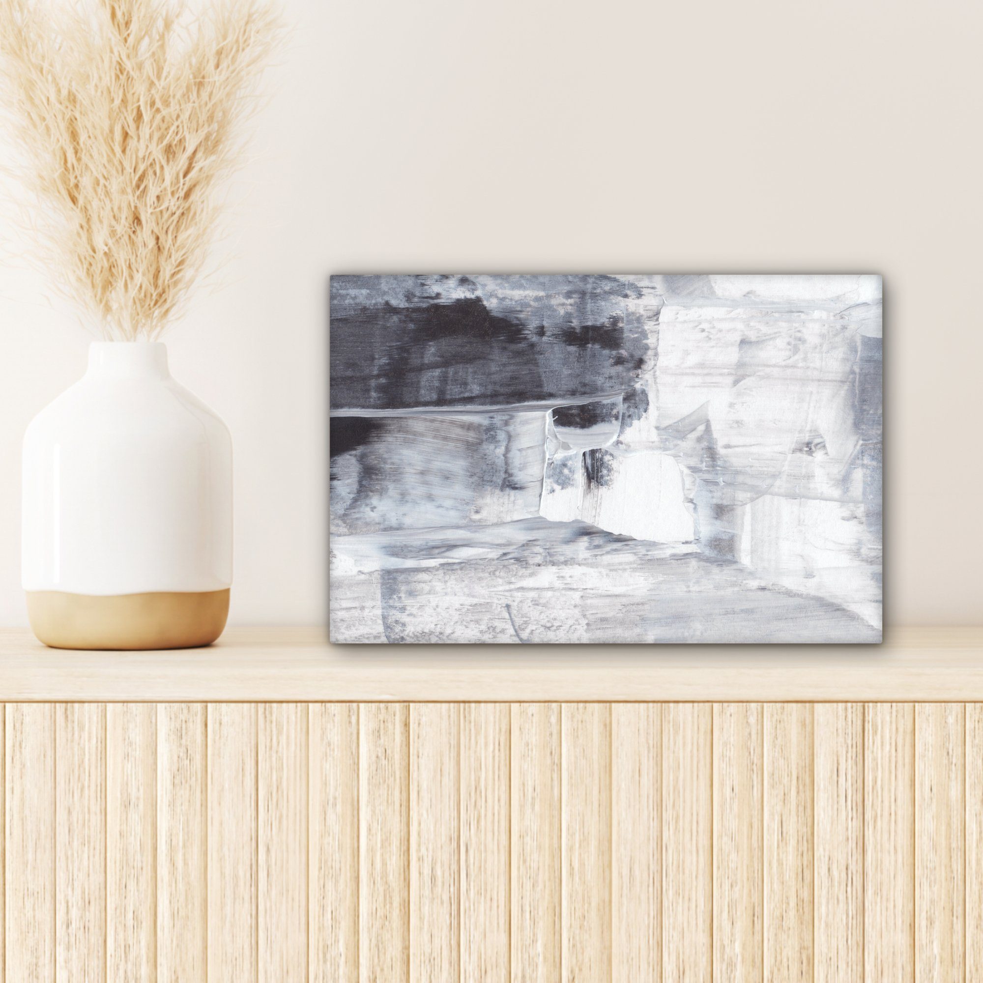 Wanddeko, cm OneMillionCanvasses® Grau, - - Farbe - - Leinwandbild Kunst (1 Aufhängefertig, Leinwandbilder, Weiß St), 30x20 Wandbild Schwarz