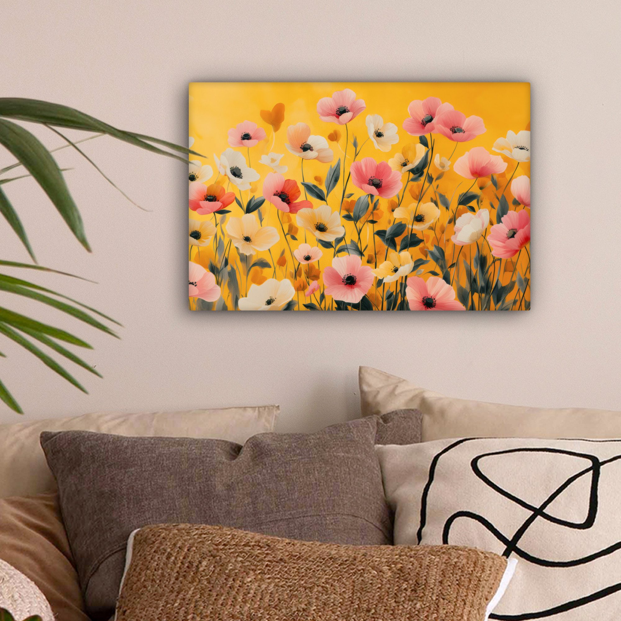 OneMillionCanvasses® Leinwandbild Blumen - Feld - Gelb, Fotodruck (1 St), L günstig online kaufen
