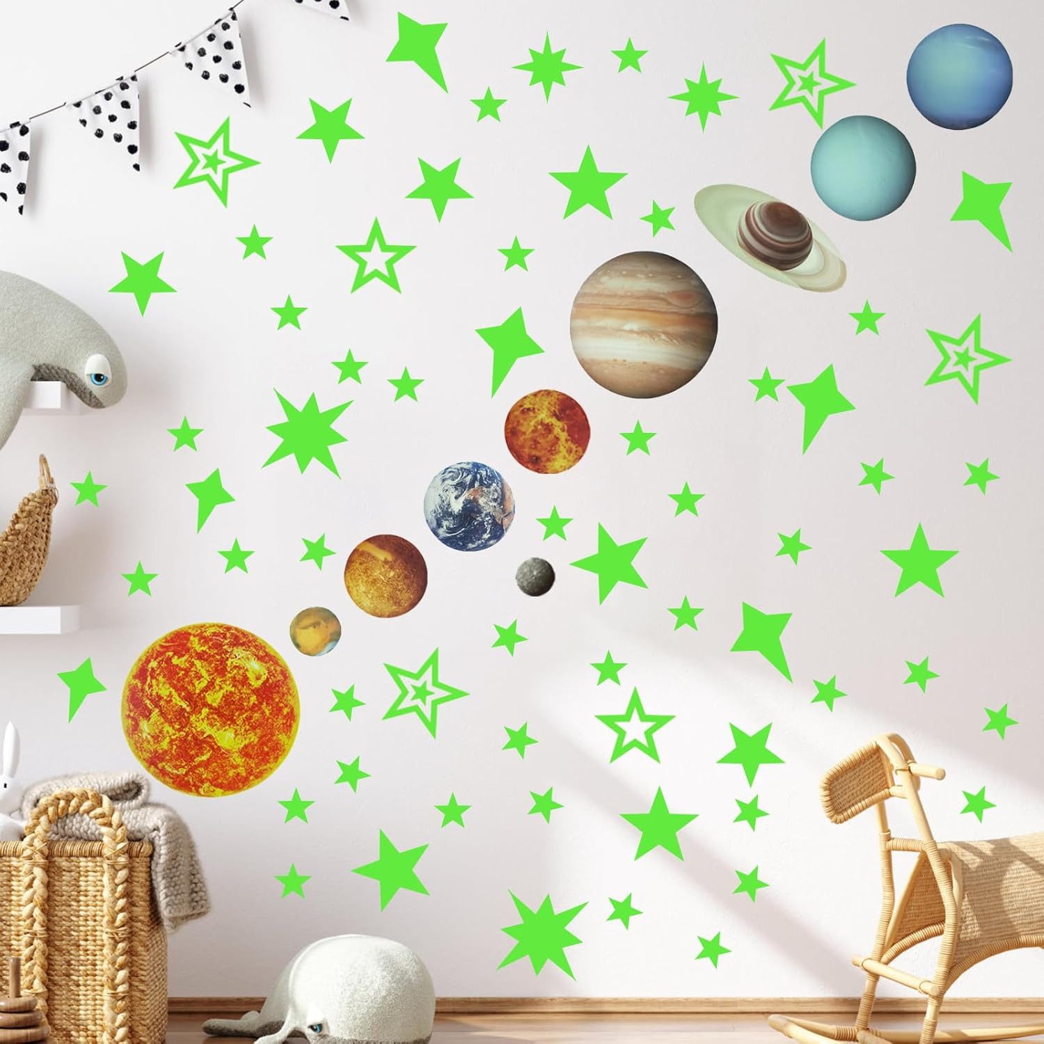 RWEUOQ Wandtattoo 10 Planeten Wandtattoo Leuchtsterne günstig online kaufen