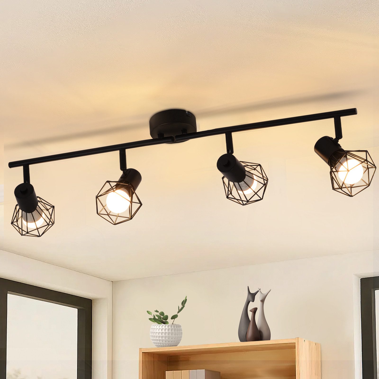 Nettlife Deckenstrahler Schwarz 2/3/4/5 Flammig Wohnzimmer günstig online kaufen