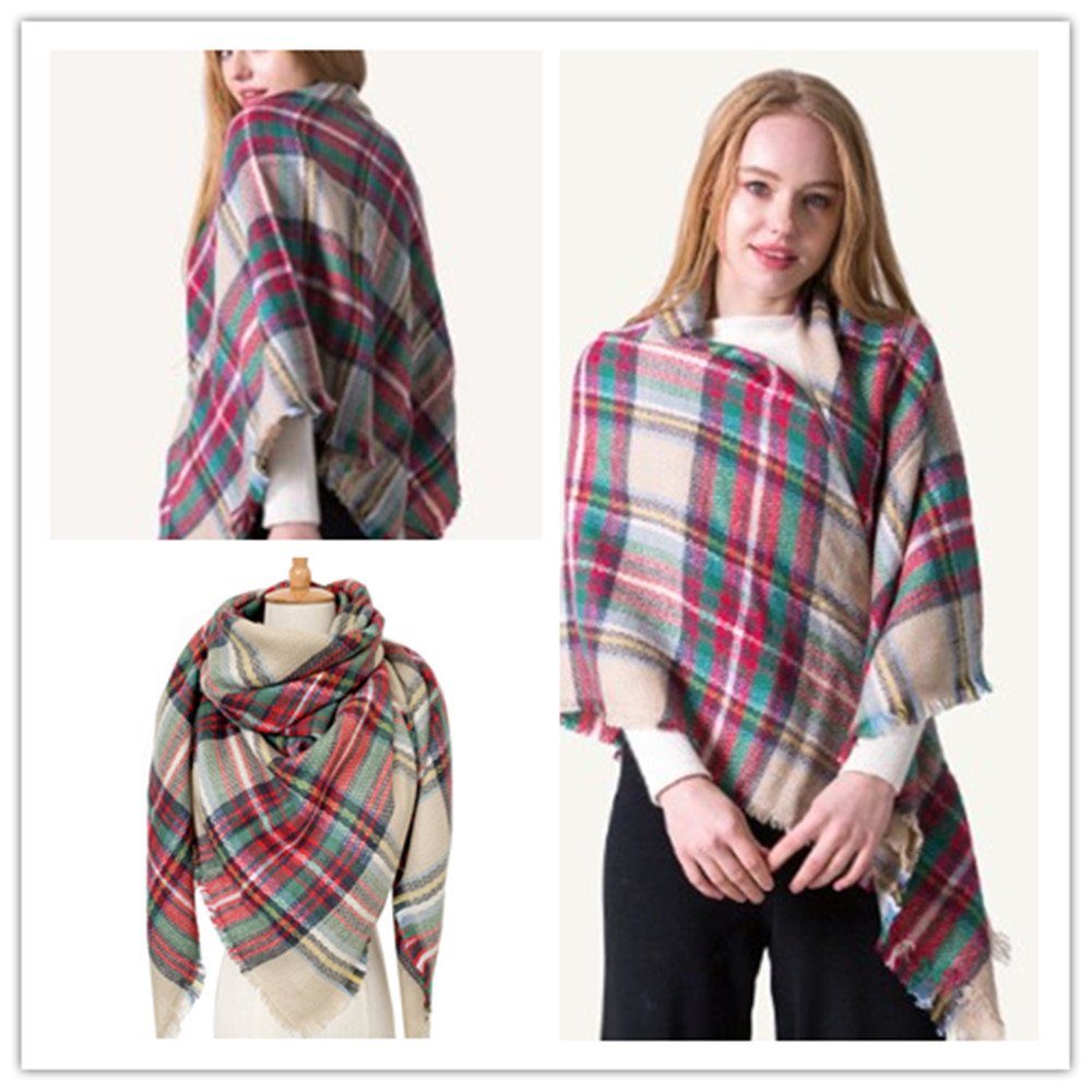 XDeer Modeschal Damen Schal Kariert übergroßer,XLDeckenschal Poncho Qualität, Winterschal Damen mit Fransen Halstuch Geschenk für Frauen