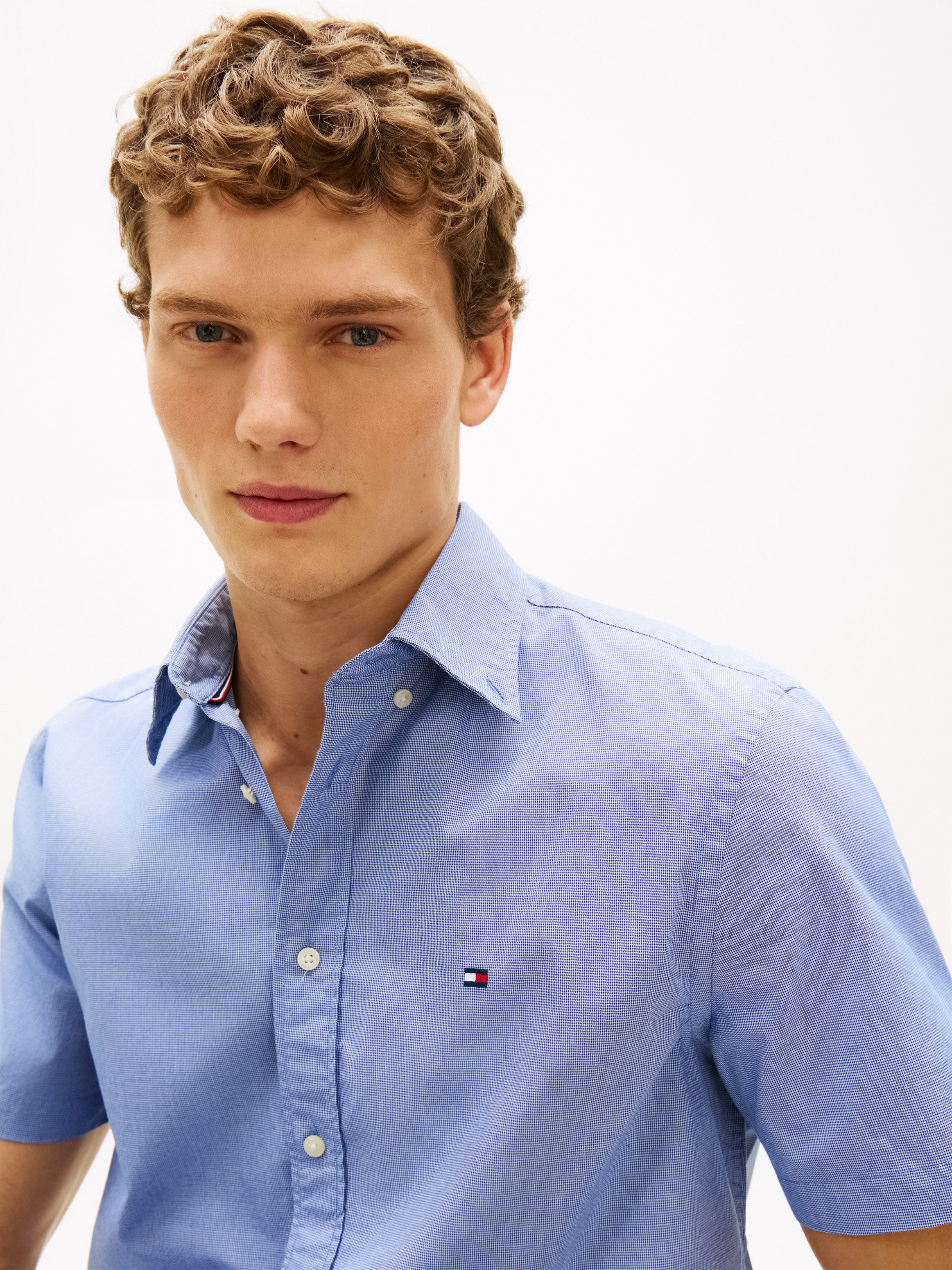 Tommy Hilfiger Kurzarmhemd FLEX POPLIN HOUNDSTOOTH Regular fit mit normalem Hemdkragen