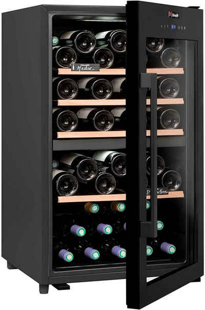 CLIMADIFF Weinkühlschrank CDB56B1, 2 Zonen, 56 Flaschen Wein, Flaschenkühlschrank Kühlschrank, für 56 Standardflaschen á 0,75l,Design Weinkühler, Getränkekühlschrank 85x50x54cm Weinschrank Wein