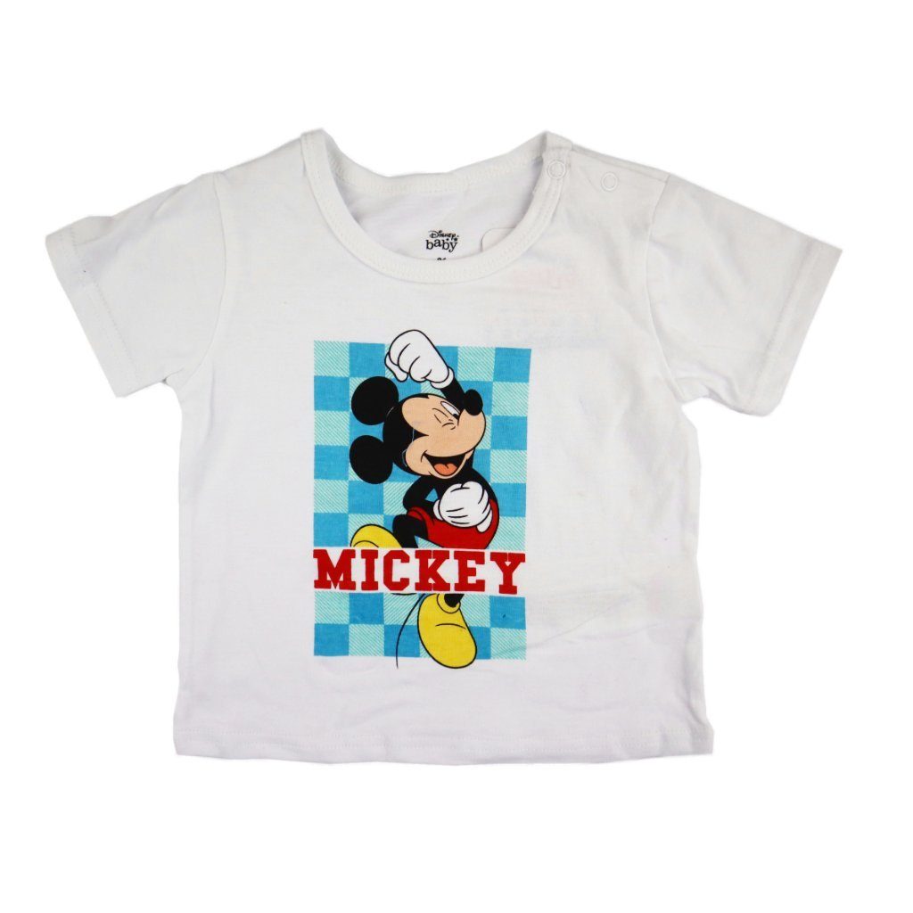 62 Mickey Baby 86, Hellblau 100% kurzarm T-Shirt Maus Gr. Baumwolle Disney Print-Shirt bis Shorts und