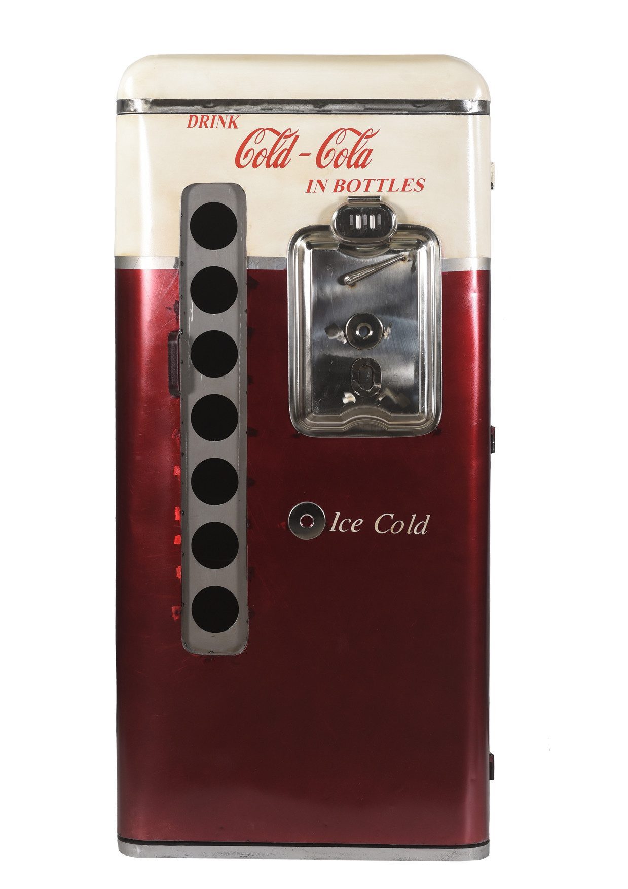 Barschrank Retro COLD-COLA, Metall vintage rot/weiss, BH: ca.73 x 152 cm