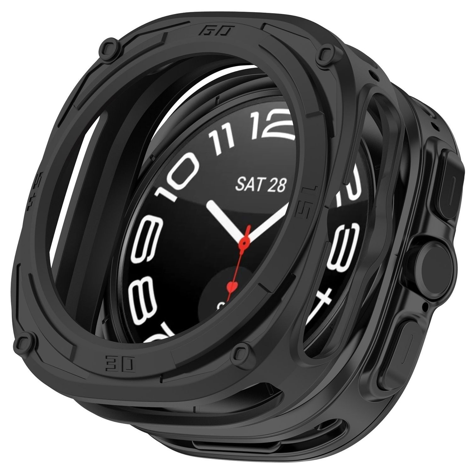 Wigento Smartwatch-Hülle Für Samsung Galaxy Watch Ultra 47mm Armored TPU Gehäuse Hülle Schwarz