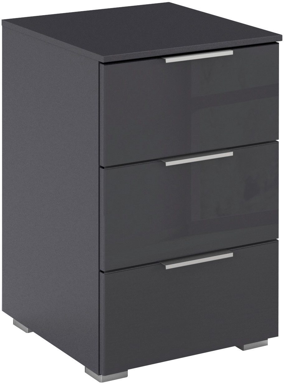 OTTO home Nachtkommode Nachttisch Nachtschrank Nachtkonsole AGORDO mit Glasfront (in zwei Griff-Farben, Breite 40 cm), mit 3 geräumigen Schubladen für viel Stauraum MADE IN GERMANY