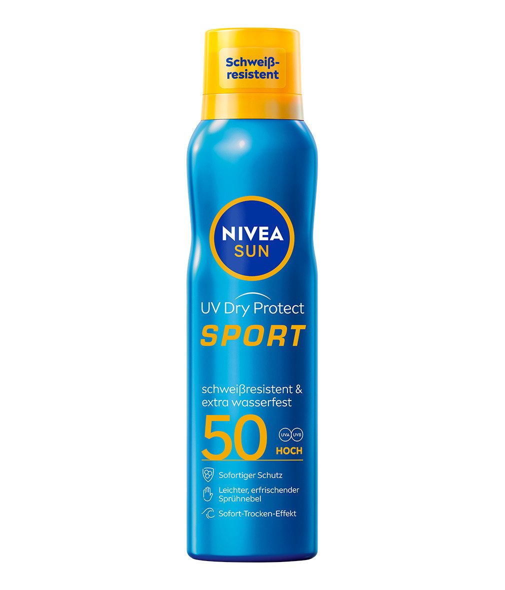 Nivea Sun Sonnenschutzspray UV Dry Protect Sport Sonnenspray Aerosol LSF 50 200ml, 1-tlg.