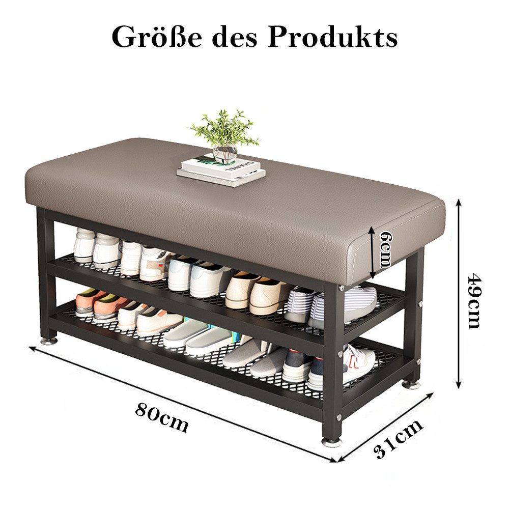 NUODWELL Schuhbank Schuhregal mit Sitzbank, Schuhbank Metall mit 2 ablagen günstig online kaufen