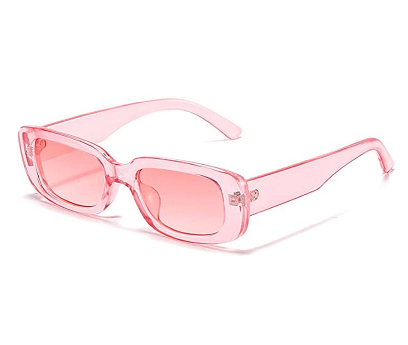 Haiaveng Sonnenbrille Vintage rechteckige Sonnenbrille für Damen und Herren Modische Retro-Brille mit quadratischem Rahmen pink