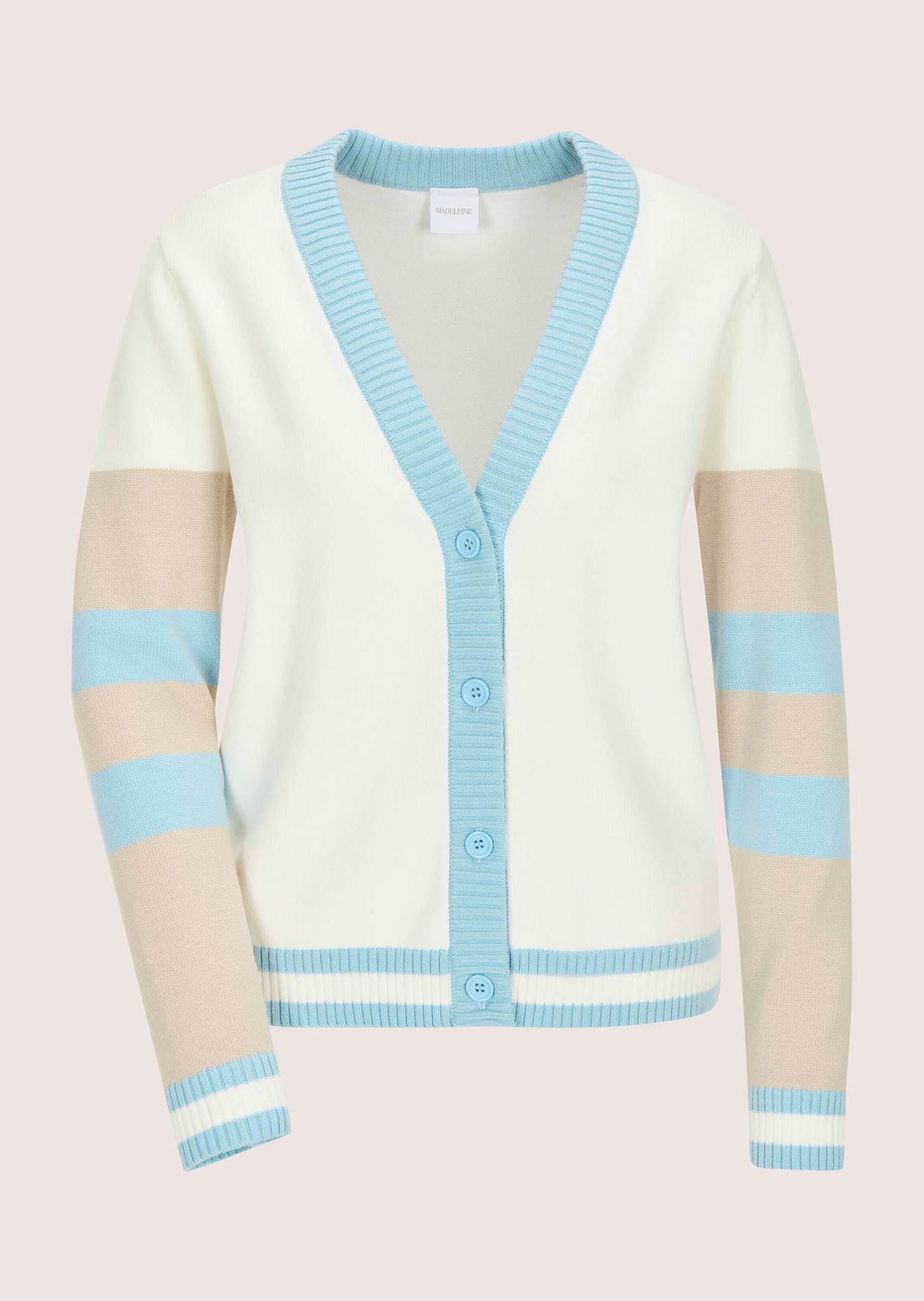 Strickjacke Leichter Cardigan, V-Ausschnitt, Streifenmuster
