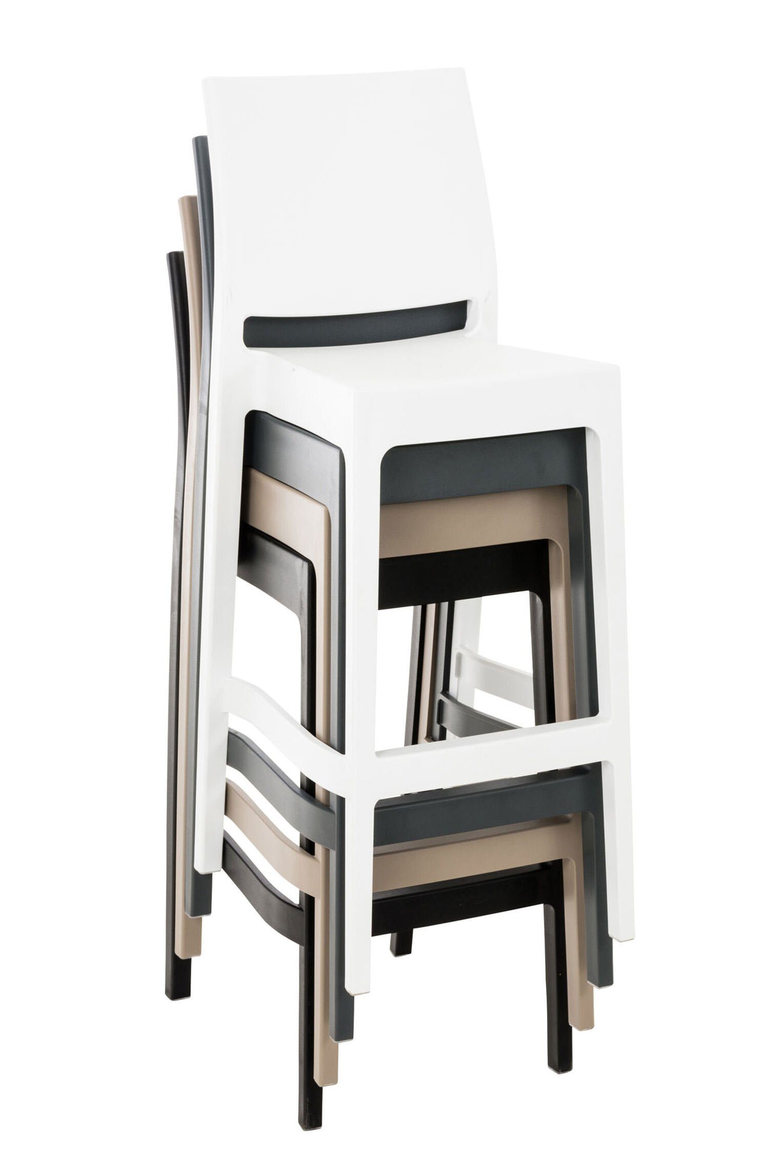 Küche), (mit Gestell Sitzfläche: Barhocker für - Schwarz Hocker Kunststoff Kunststoff Theke Fußstütze Maya - & angenehmer TPFLiving