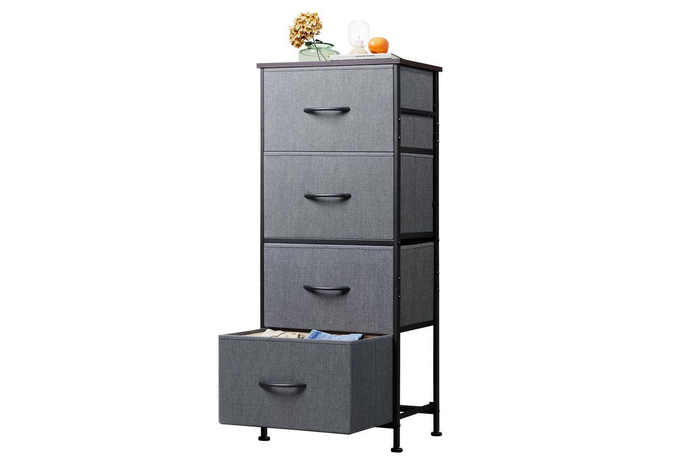 WLIVE Kommode Kommodenschrank, Sideboard mit 4/5 Schubladen, 40/120×30×98 cm, Metallrahmen, verstellbare Füße für Schlafzimmer/Flur