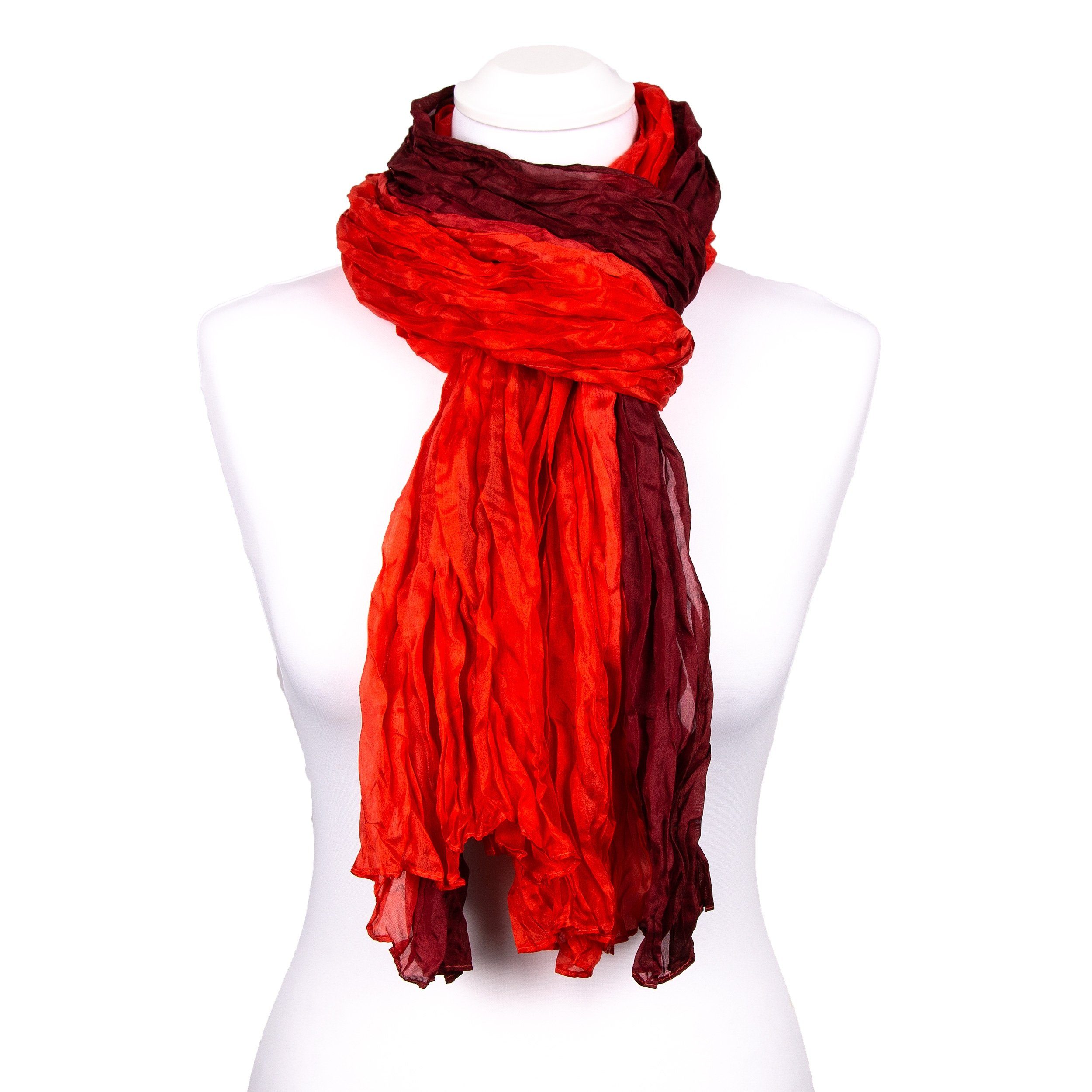 Silkroad Seidenschal Knitterschal Halstuch Schal XXL Farbverlauf Rot