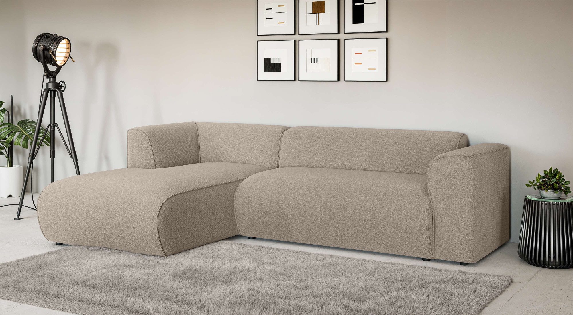 Home affaire Ecksofa MERID L-Form (257 cm), zeitlos & stilvolles Design, Aufwendig gepolstert, in Cord, Chenille und Struktur