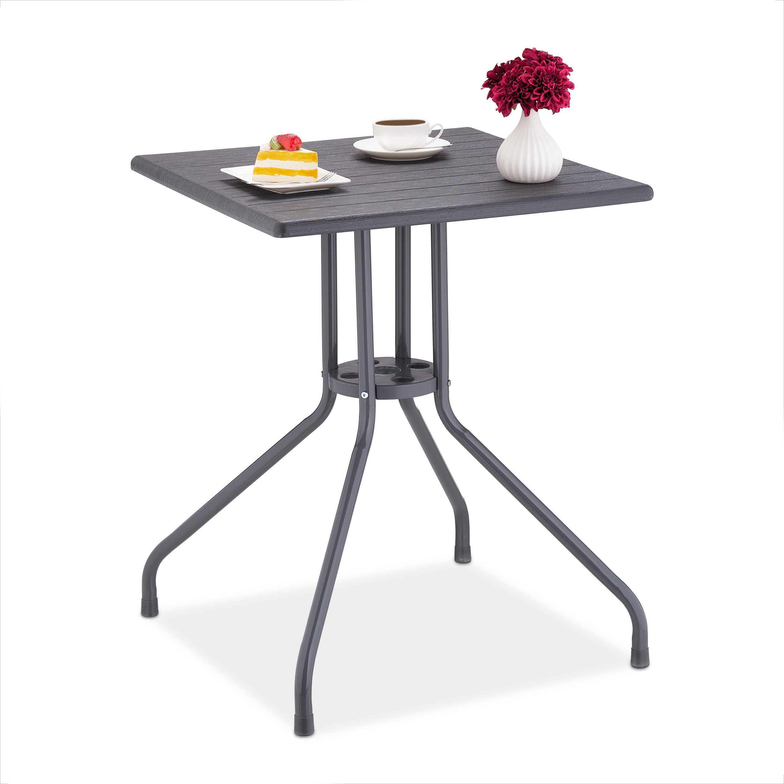 relaxdays Gartentisch in grauer Holzoptik günstig online kaufen