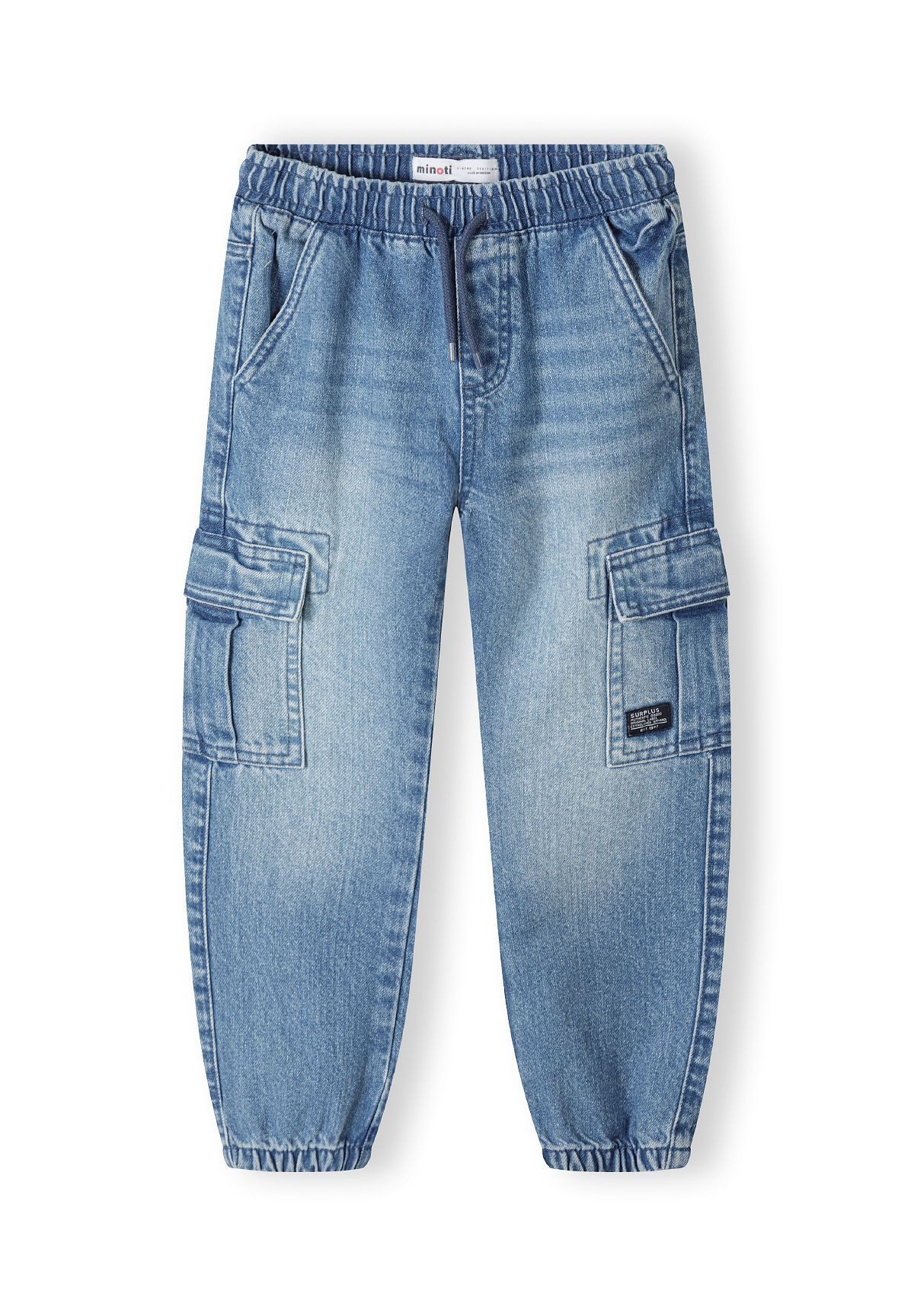 MINOTI Cargojeans für Jungen, mit Kordelzug am Bund und Aufnäher (1-tlg)