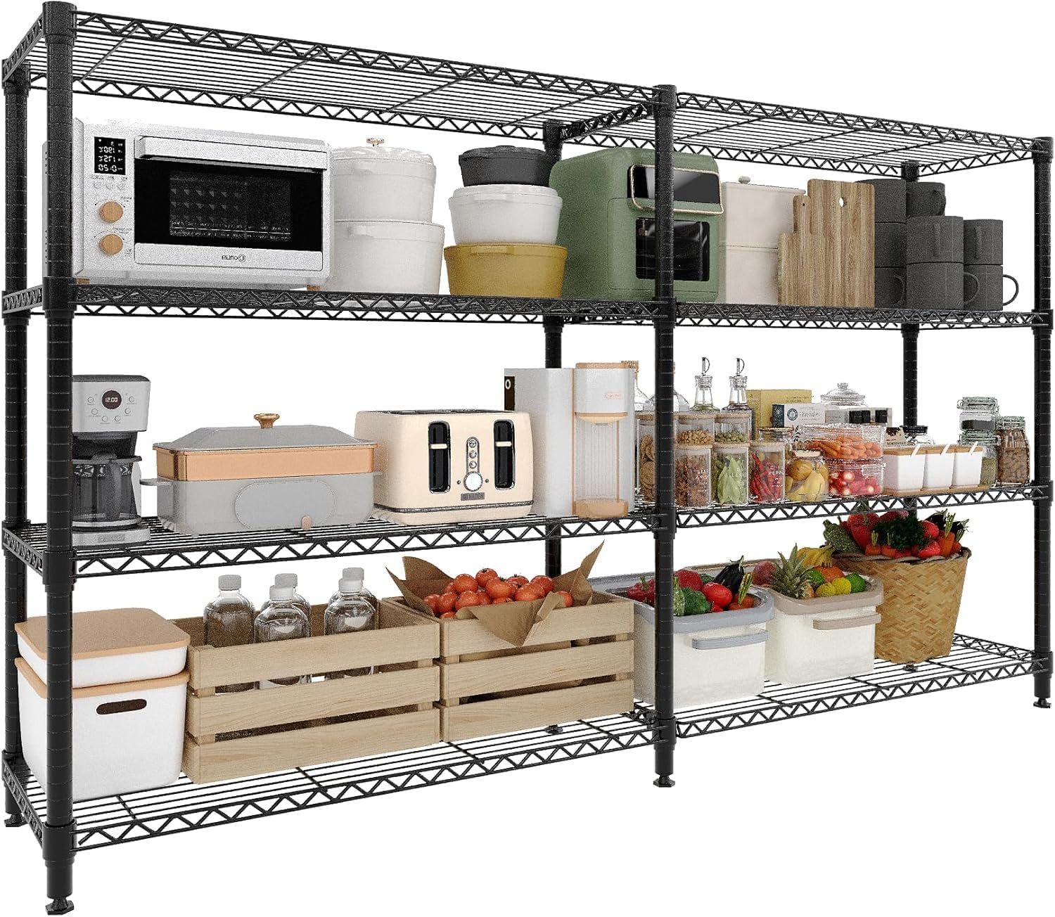 GarveeMore Schwerlastregal 150cm Breite Lagerregale, 1000 Pfund Metallregale, 4-stufiges