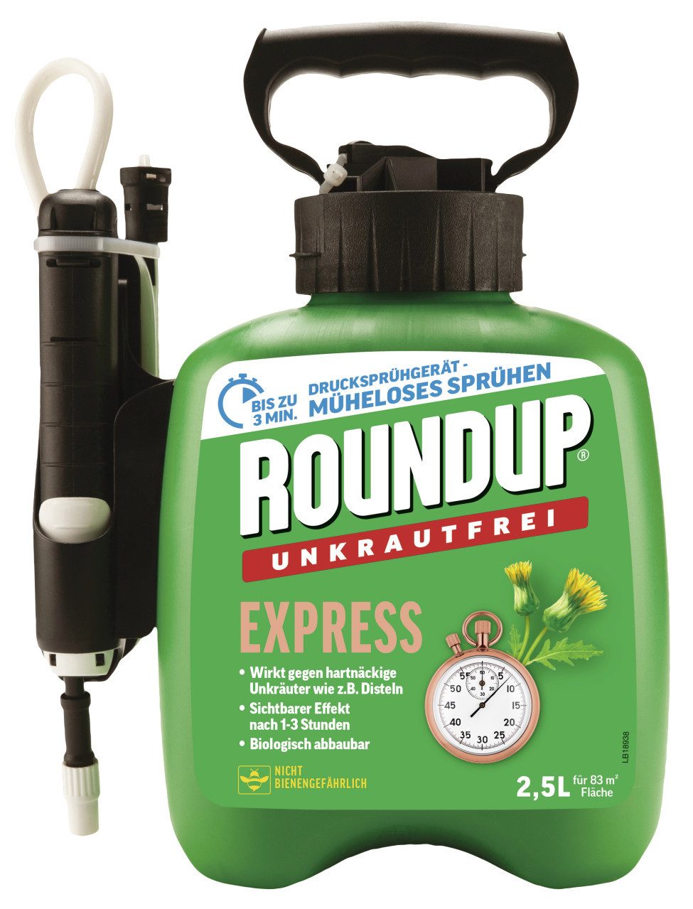 ROUNDUP Unkrautbekämpfungsmittel Roundup Unkrautfrei Express Drucksprühsystem 2,5 L