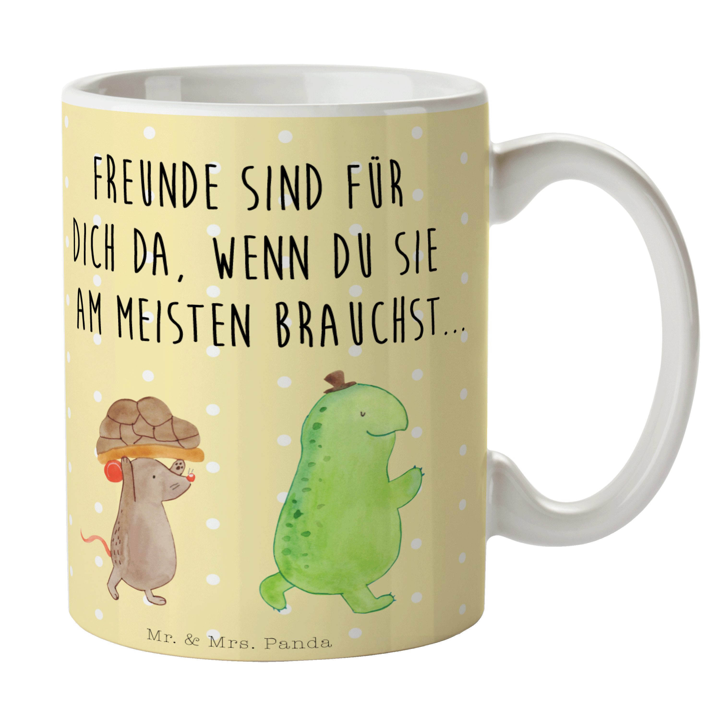 Mr. & Becher, Panda Pastell Keramik Mrs. - - Tasse Geschenk, Porzellantasse, Gelb Maus & Schildkröte