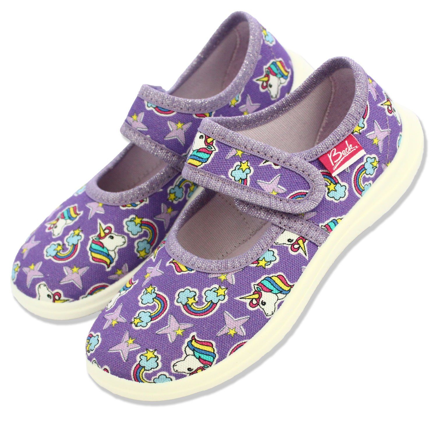 Beck Hausschuh Violet Dream Hausschuh (Mädchen lieben diesen Einhorn-Print) schmale Passform