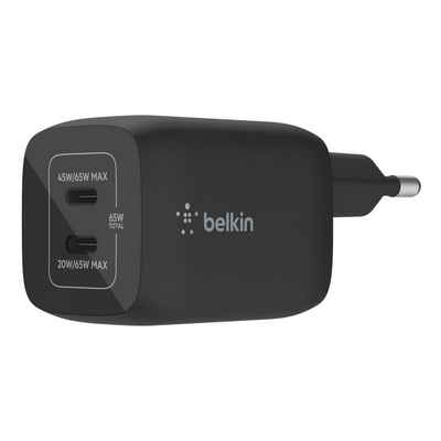 Belkin BoostCharge Pro 65 Watt Dual USB-C GaN Charger USB-Ladegerät (3000 mA, Ladegerät mit 2x USB-C Anschlüssen (Laptops, Tablets, Smartphones)