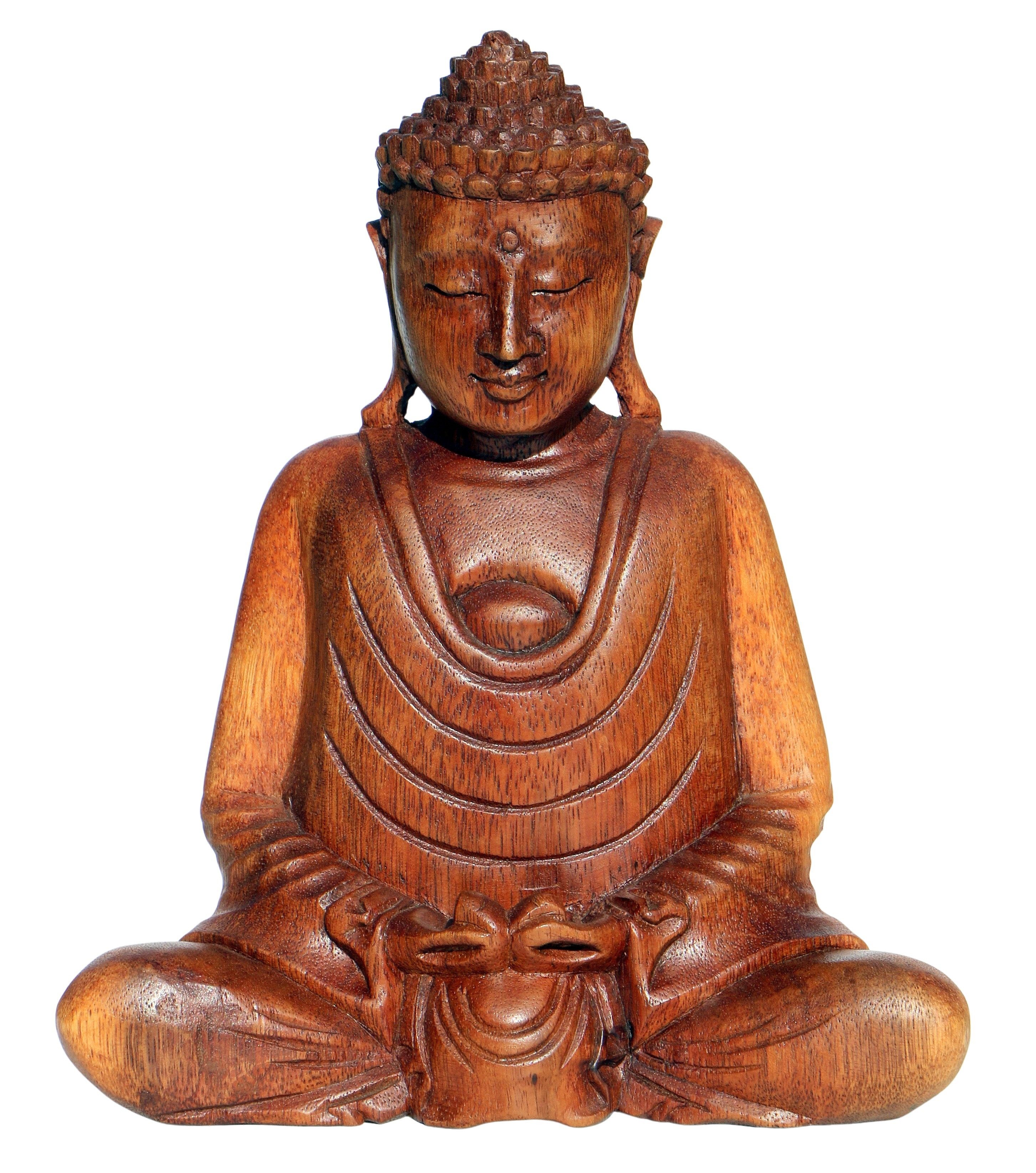 Wogeka Buddhafigur Meditation Buddha Hand unten Holz-Figur Feng Shui