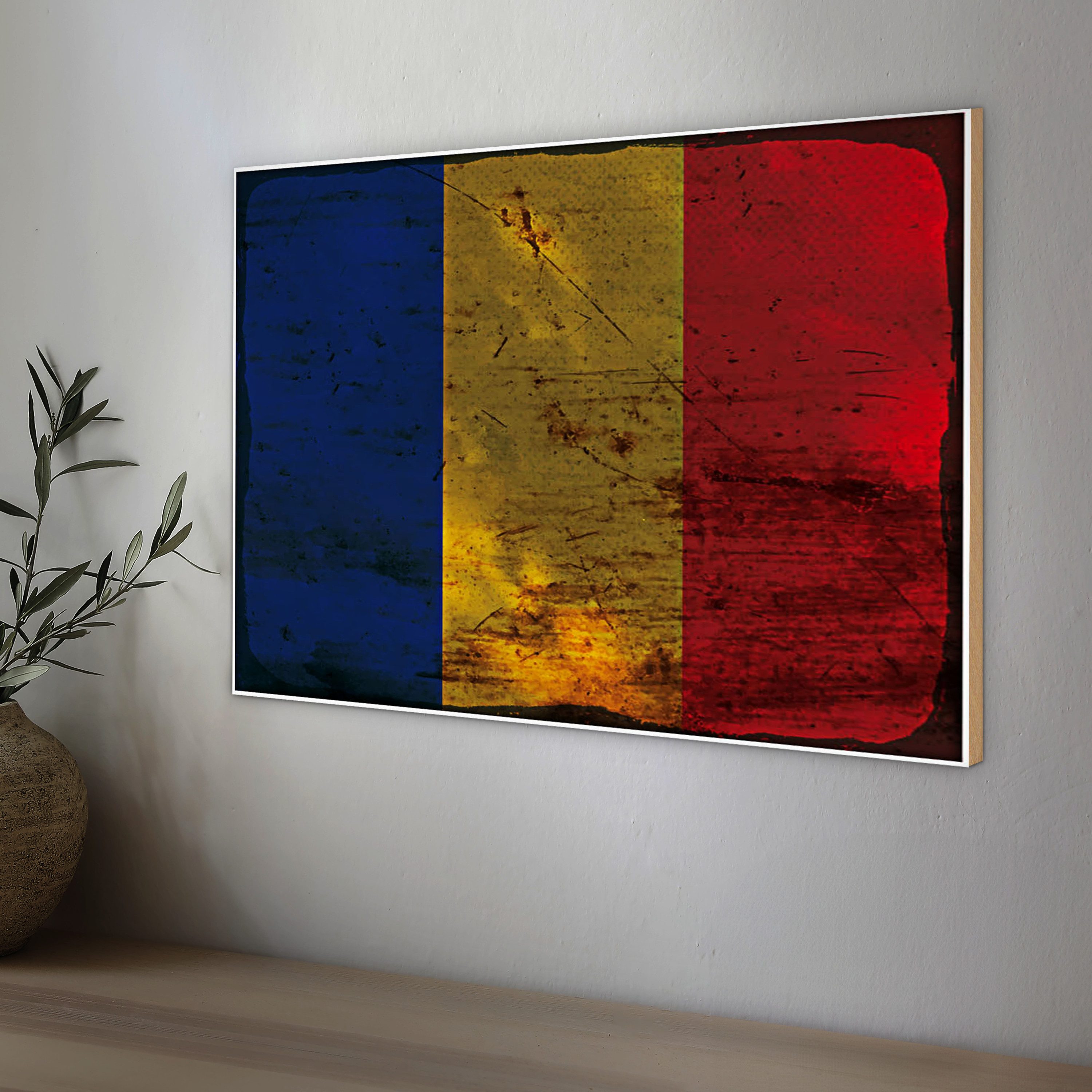 Roomando Holzbild Flagge Rumänien 40x30cm Flag of Romania Rost