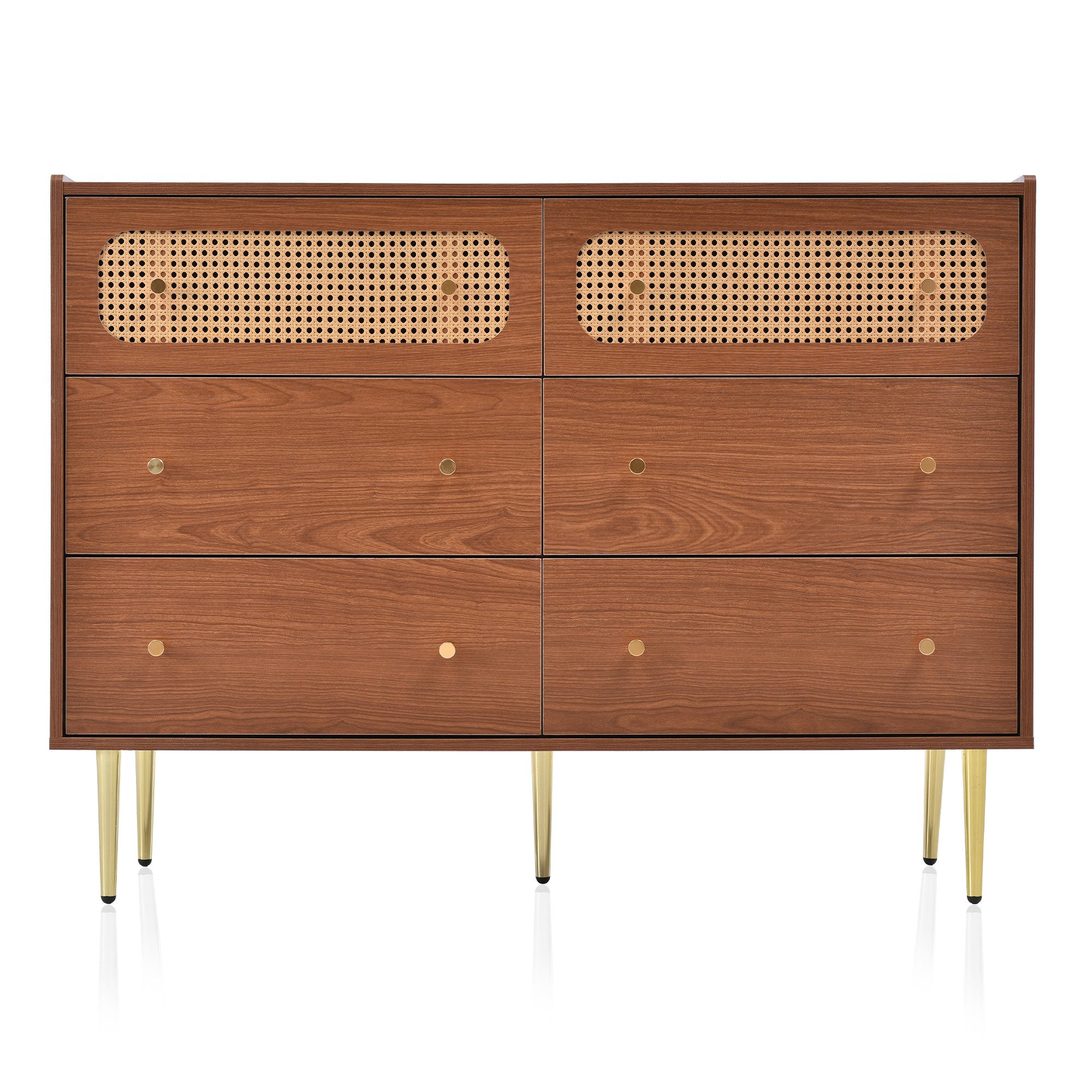 Odikalo Eckkommode Schubladenkommode Kommode Sideboard Highboard Nussbaum-H90/B120/T40 cm