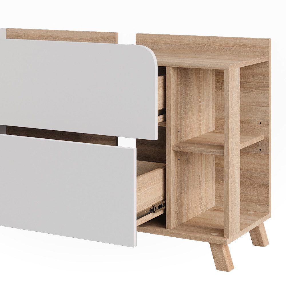 Vicco Waschbeckenunterschrank Karen, Sonoma/Weiß, 100 x 65 cm mit 2 Schubladen (1-St) – Bild 5 von 5