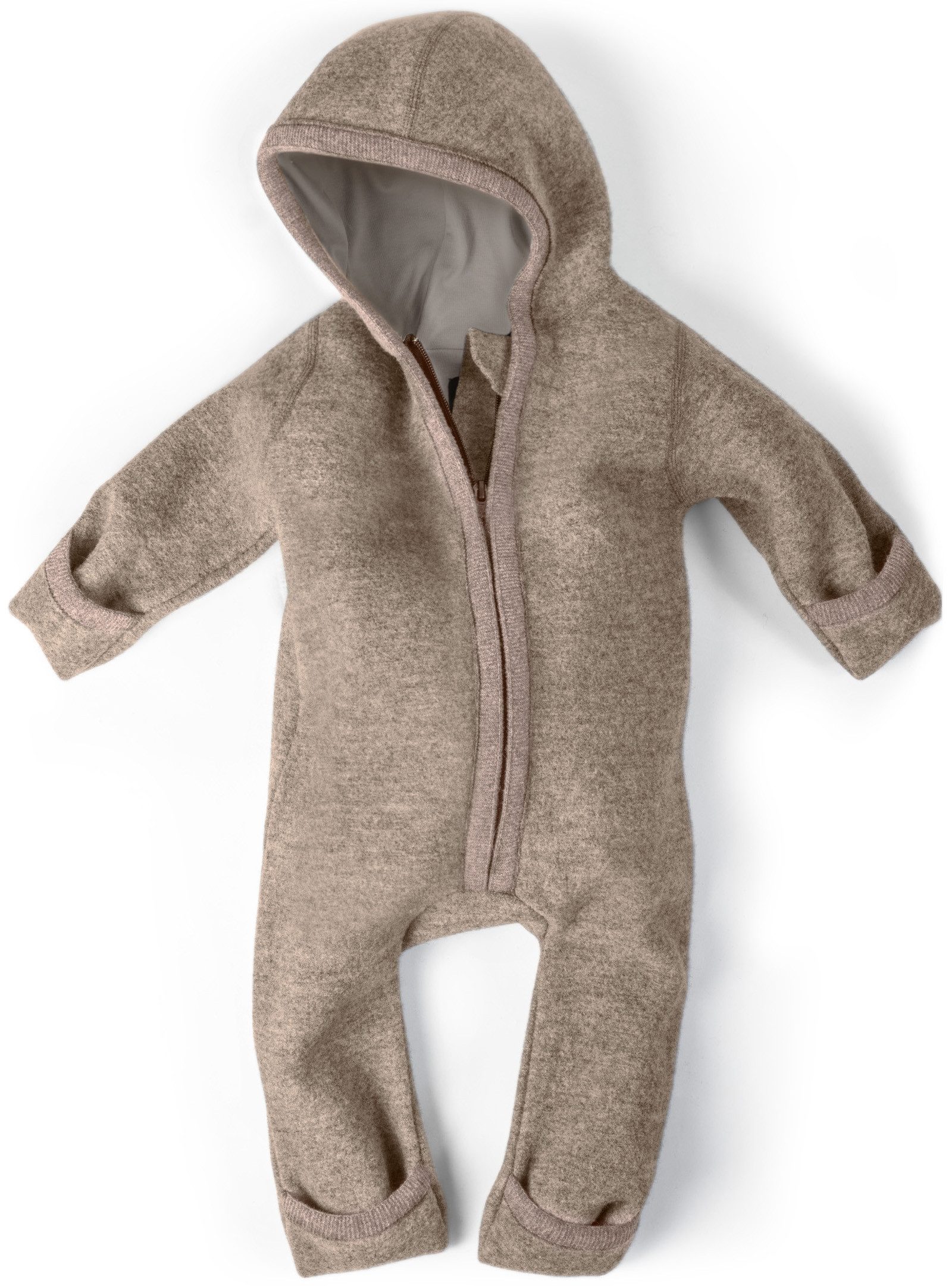 Ehrenkind Overall Walkoverall Baby aus Merino Schurwolle mit Reißverschluss (Beige, Gr. 50-56) Wollwalk Overall Baby 50/56