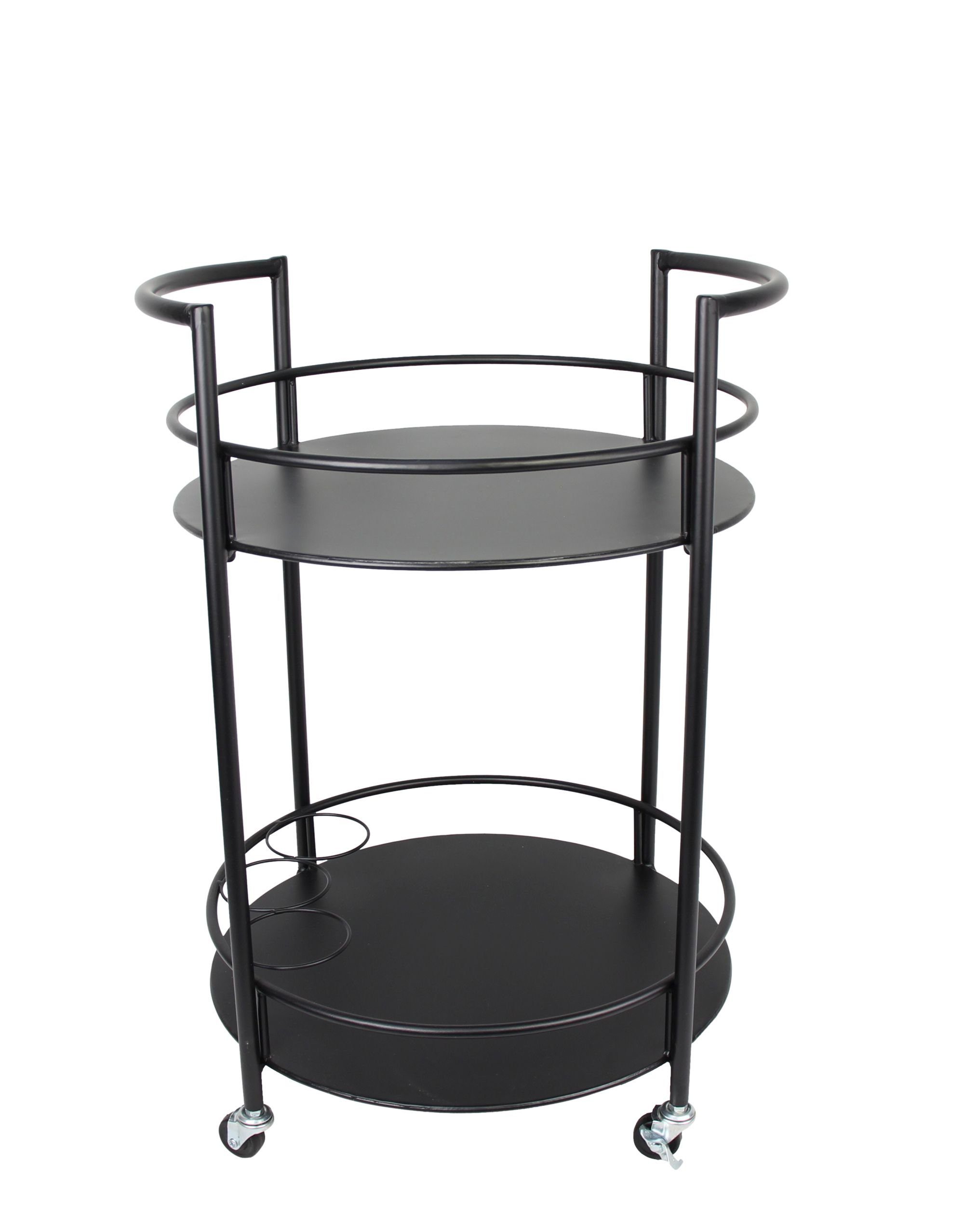 Dekoleidenschaft Servierwagen aus Metall, schwarz, Ø 46 x 69 cm, Getränkewa günstig online kaufen