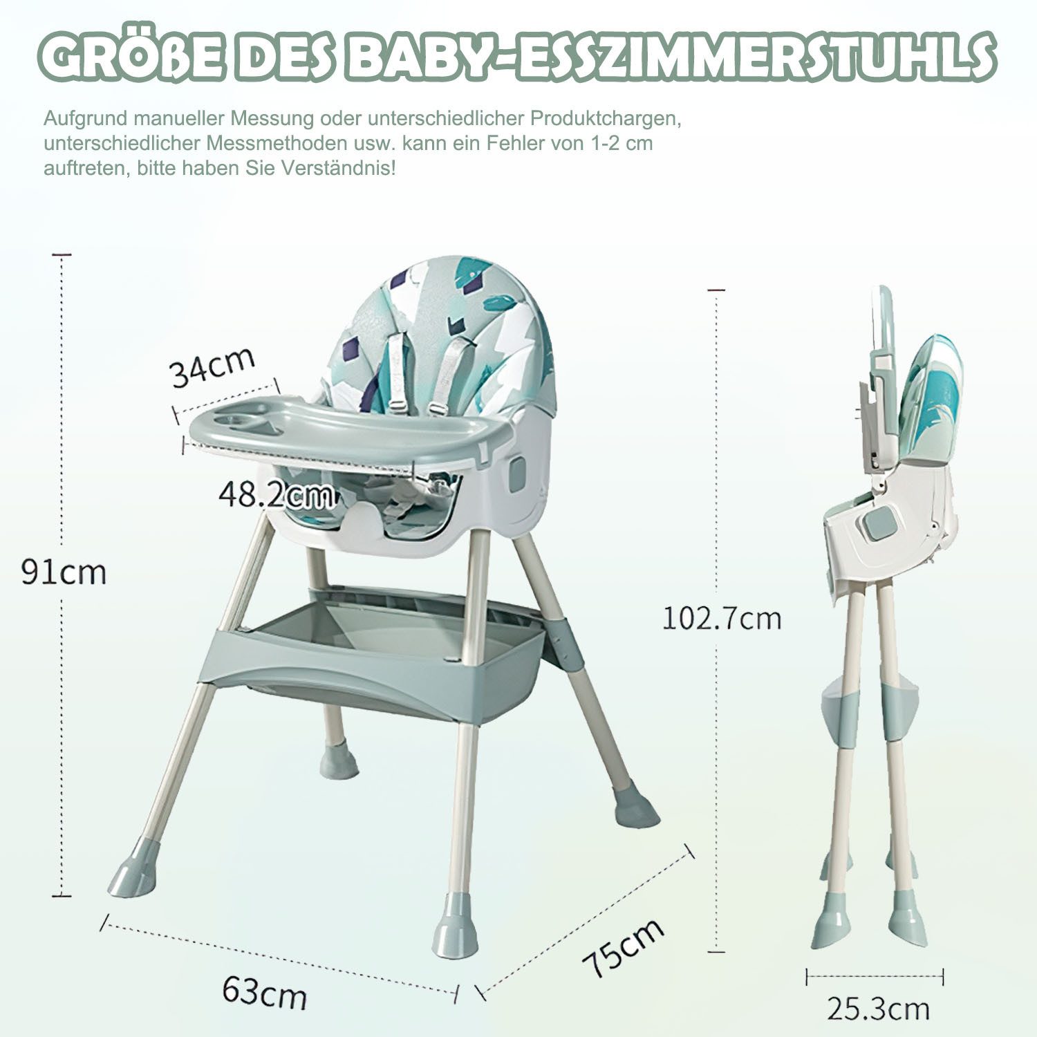 HEYHIPPO Kinderklappstuhl Hochstuhl Babys ab 6 günstig online kaufen