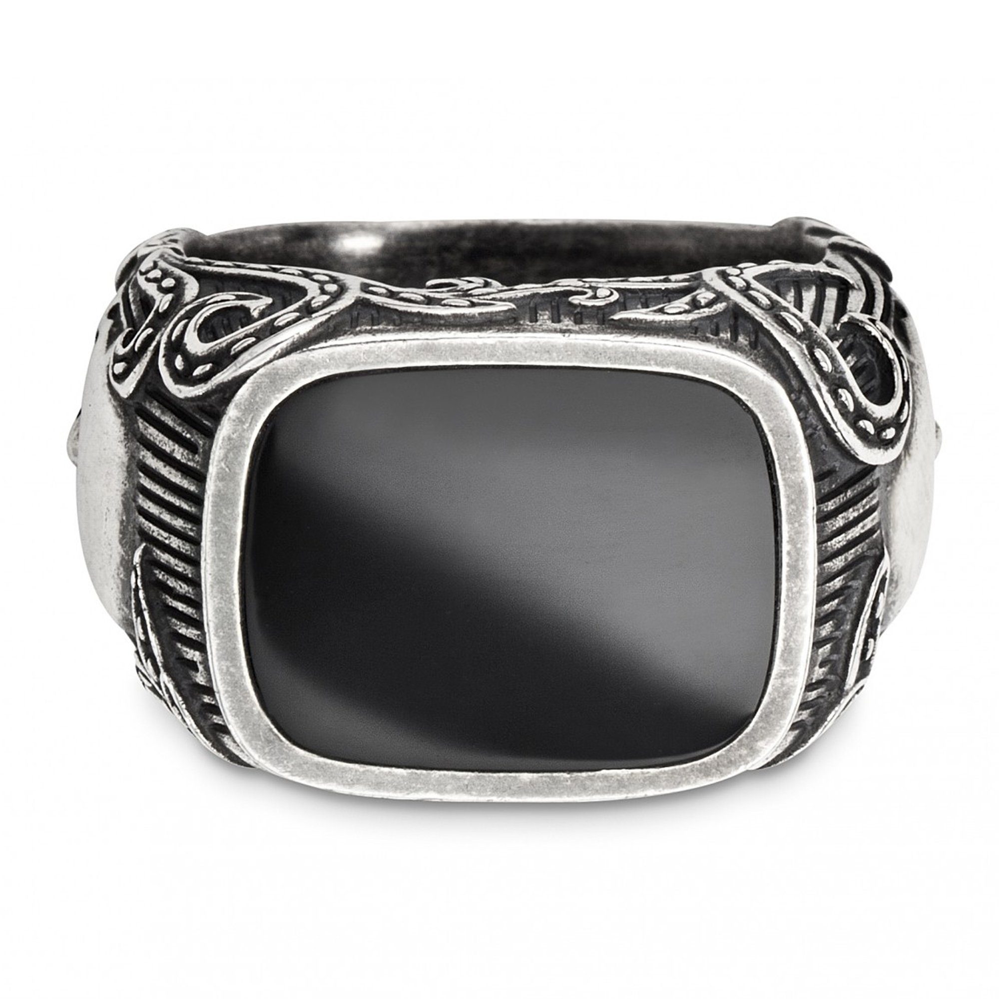 CAÏ Fingerring 925/- Sterling Silber Onyx schwarz