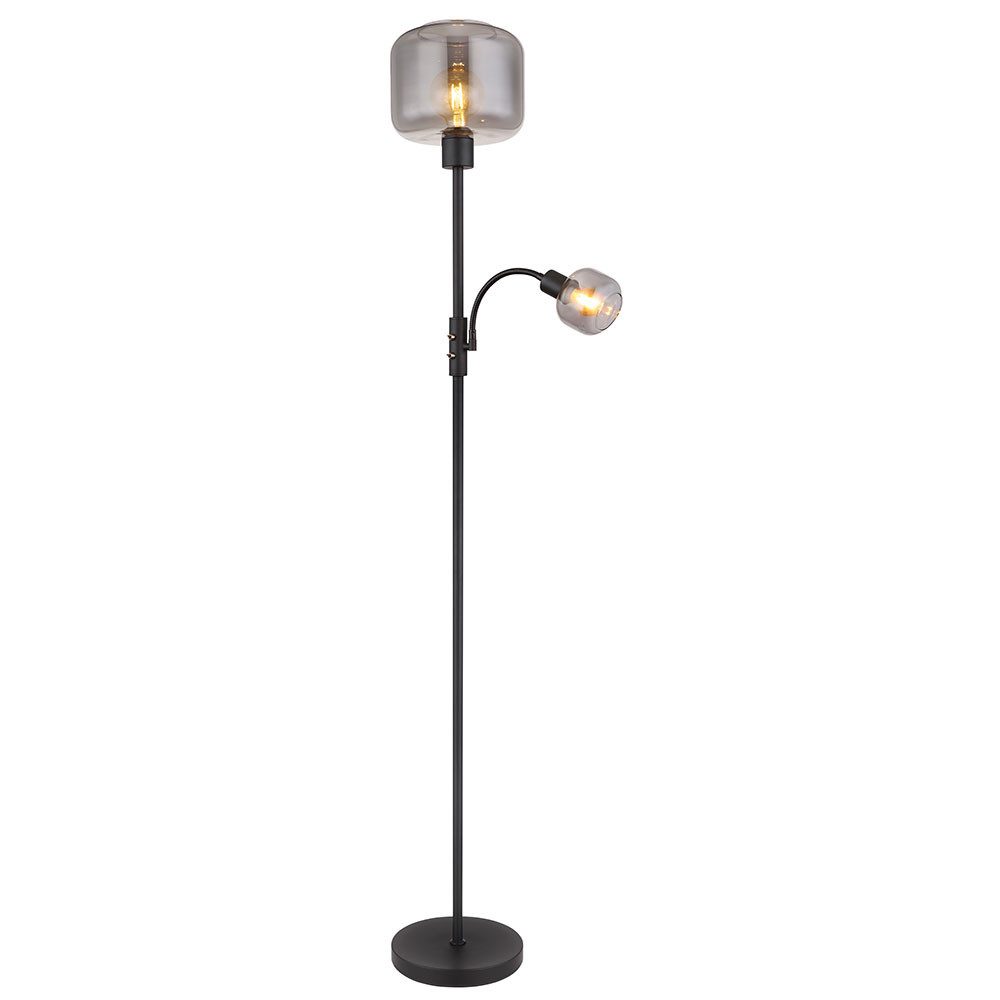GLOBO LIGHTING Stehlampe, Leuchtmittel nicht inklusive, Stehlampe Wohnzimmerleuchte 2 Flammig Flexo schwarz rauch H 165 cm