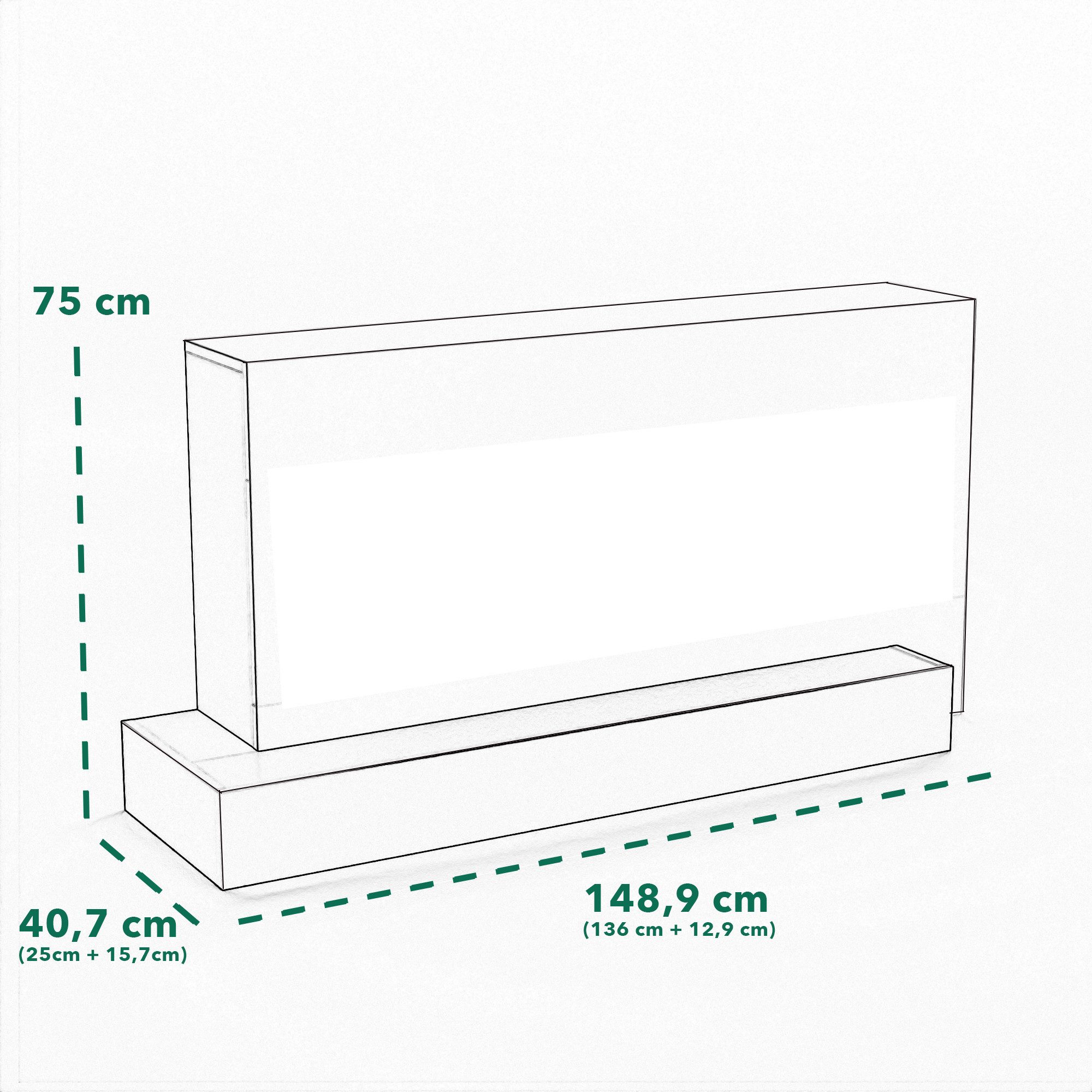 GLOW FIRE Elektrokamin Hestia Links/Rechts, LED Elektrokamin mit Heizung und Thermostat - 3D Flammeeffekt