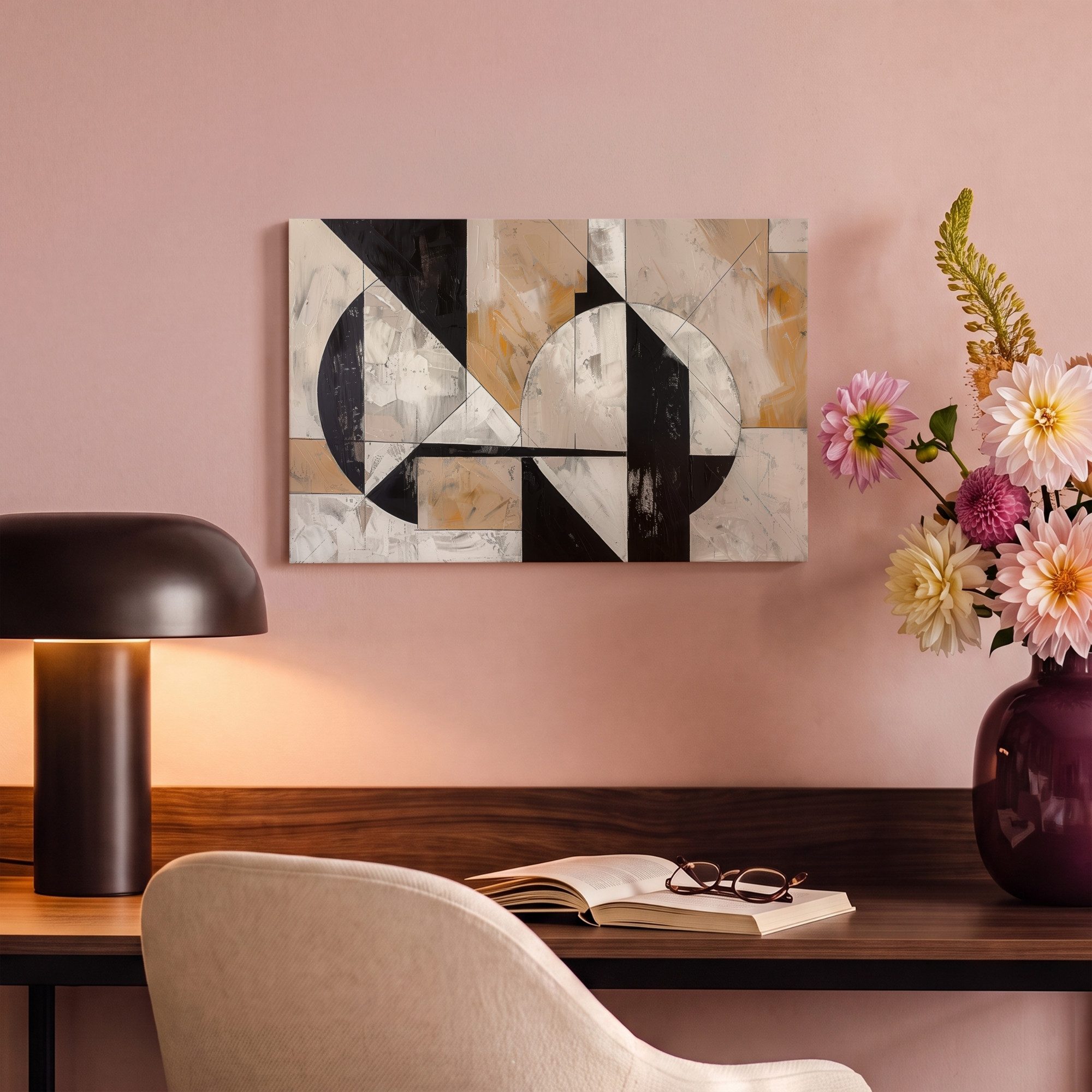OneMillionCanvasses® Leinwandbild Abstrakt - Modern - Geometrisch - Pastell, Fotodruck (1 St), Leinwand Canvas Wandbild, Wanddekoration 20x30 cm – Bild 4 von 5