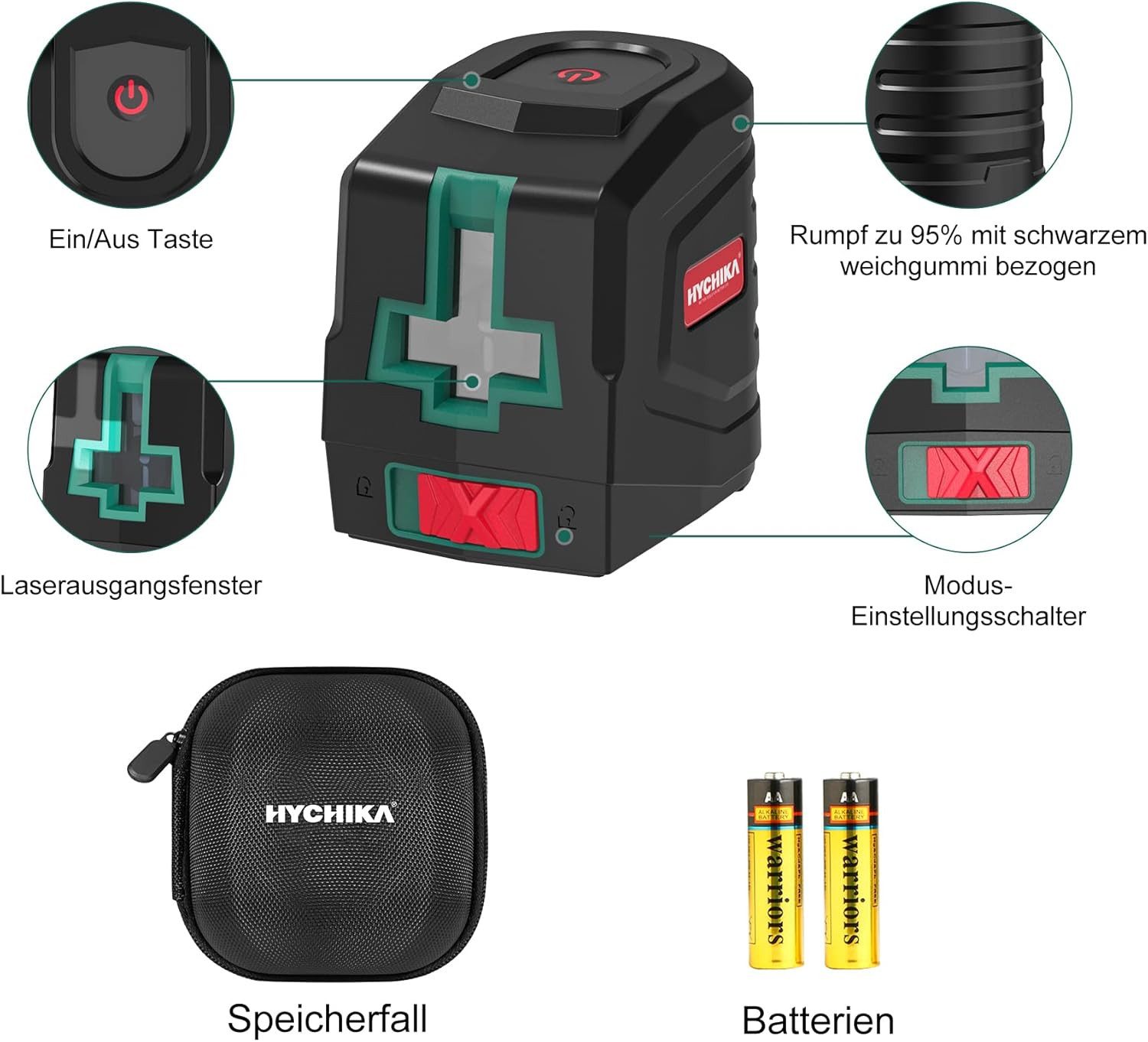 HYCHIKA Laserwasserwaage HYCHIKA Cross Line Laser Green