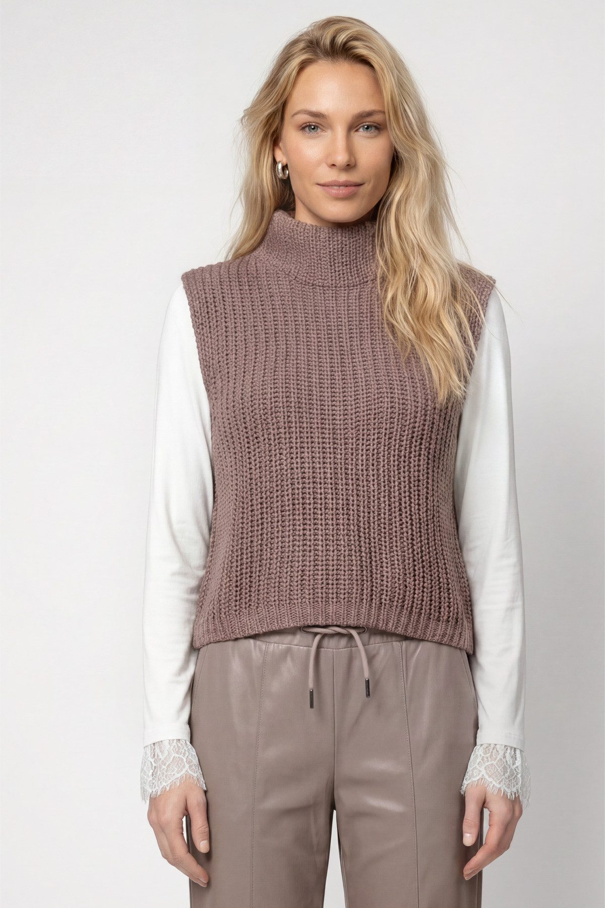 Monari Pullunder Pullunder Basic Chenille Regular fit mit Stehkragen