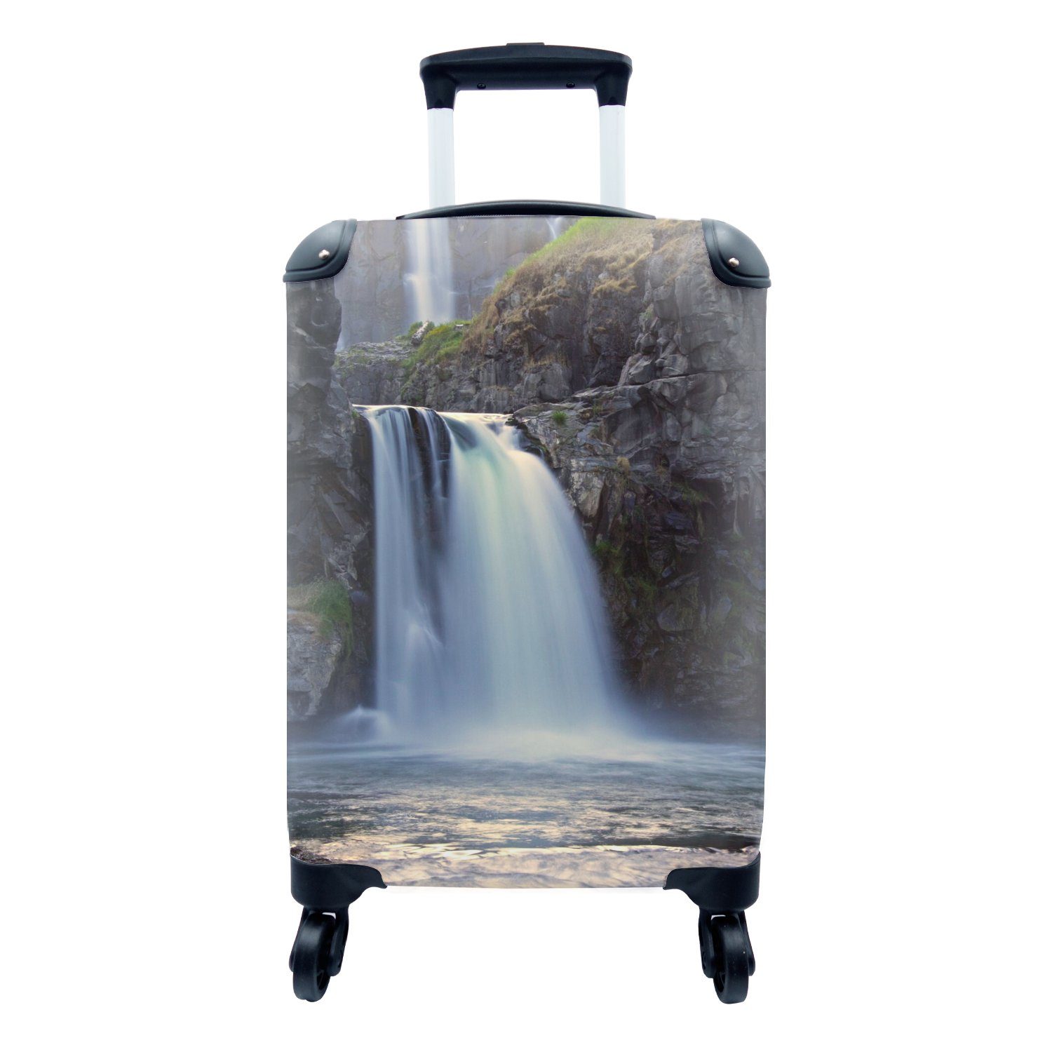 MuchoWow Handgepäckkoffer Wasserfall - Wasser - Felsen, 4 Rollen, Reisetasche mit rollen, Handgepäck für Ferien, Trolley, Reisekoffer