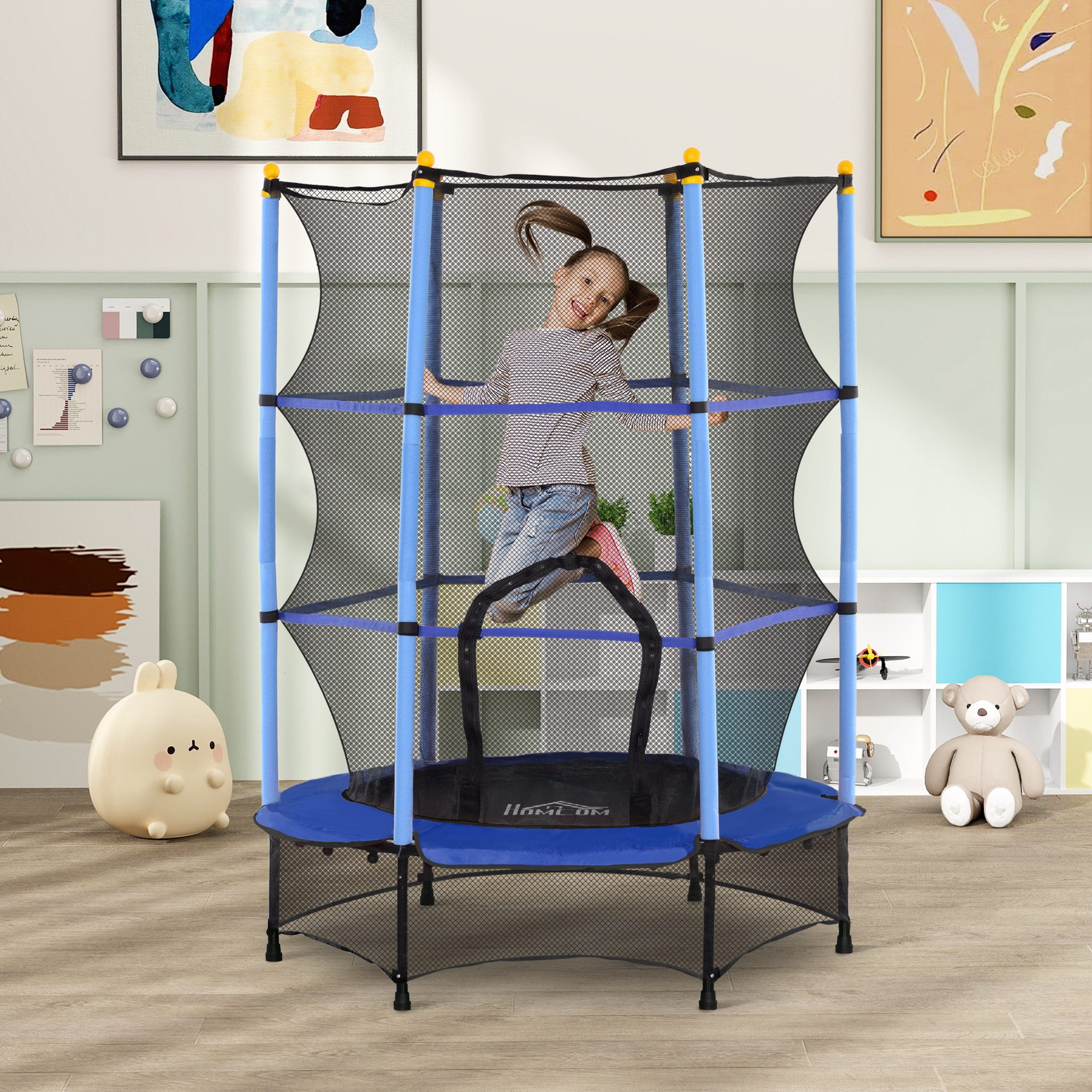 HOMCOM Kindertrampolin Ø140 cm, mit Sicherheitsnetz, günstig online kaufen