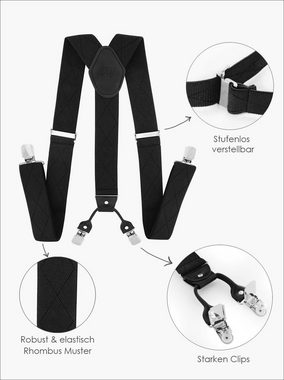 axy Hosenträger Herren Hosenträger 4 Stabile Clips Y-Form 3,5cm Breit verstellbar und elastisch 120cm Lang