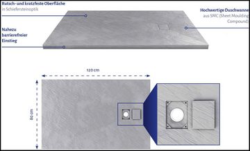 Marwell Duschwanne SMC, rechteckig, 120 x 80 x 2,6 cm