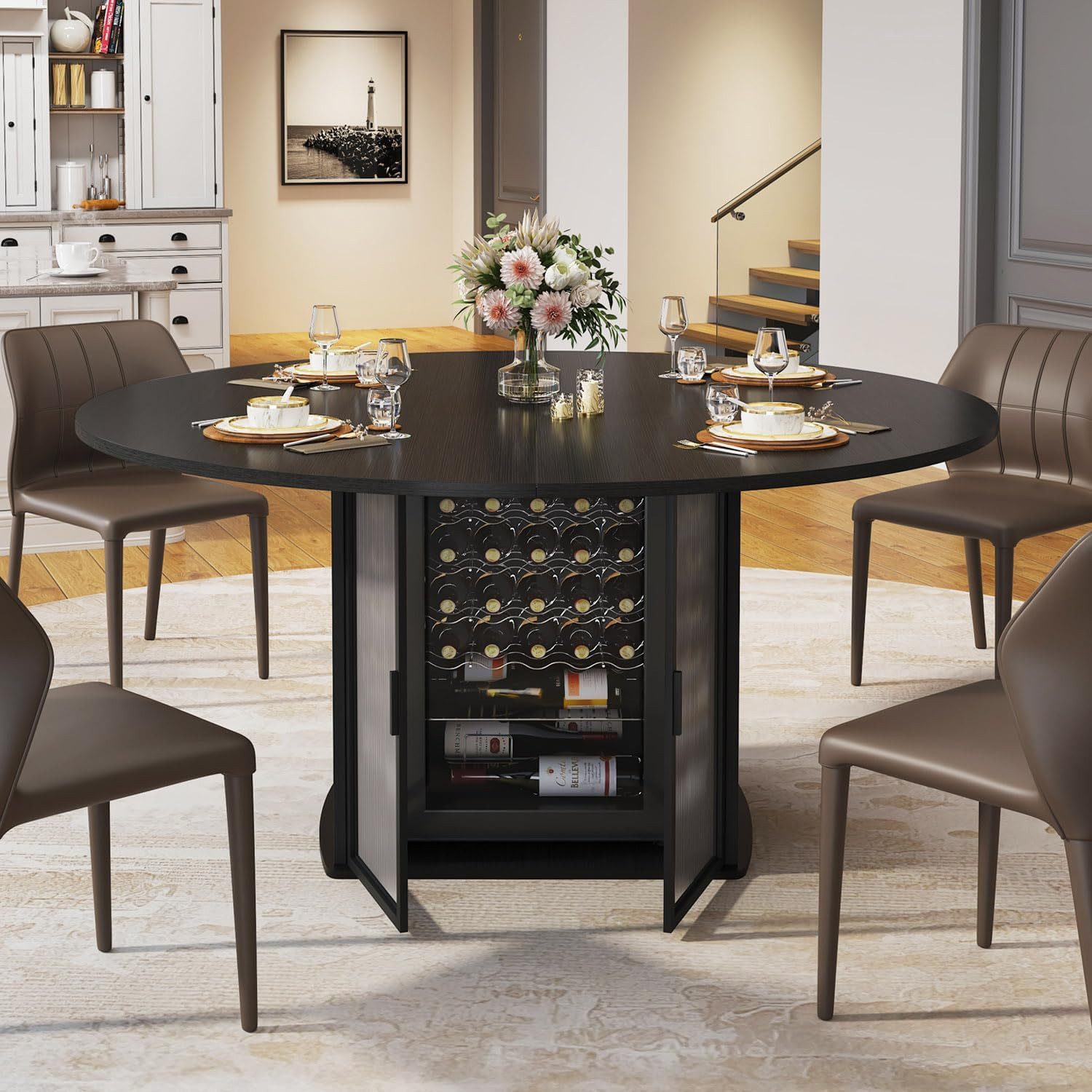 mukuhi Esstisch ESSTISCH Rund 120 cm mit Stauraum Moderner Esszimmertisch, Ø120 cm – Bild 2 von 5