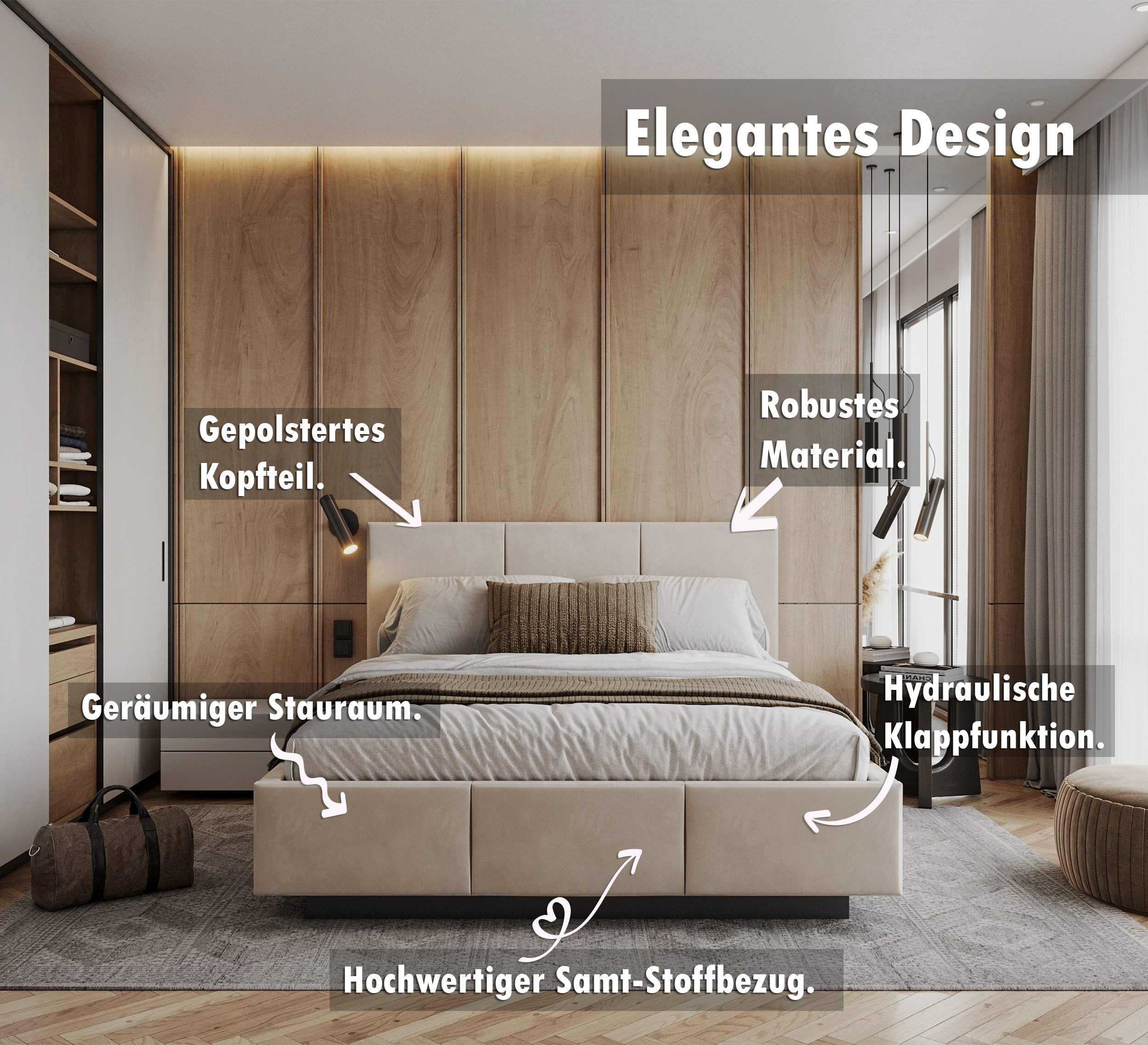 thematys Polsterbett Stauraumbett mit Bettkasten 90x200, 120x200, 140x200, günstig online kaufen